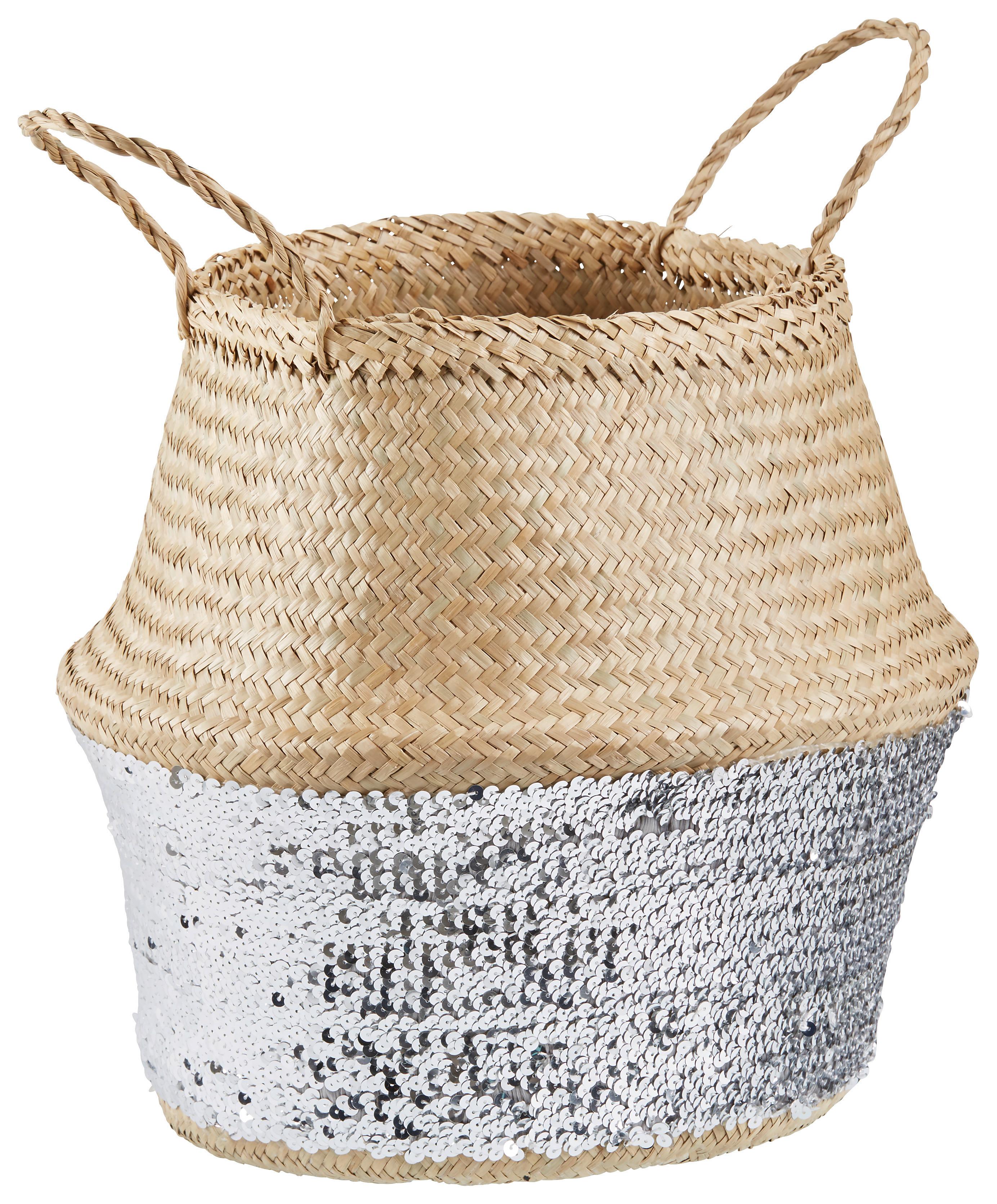 Übertopf Dalilah Silber/Natur 35x35 cm - Silberfarben/Naturfarben, Naturmaterialien/Kunststoff (35/35cm) - Modern Living