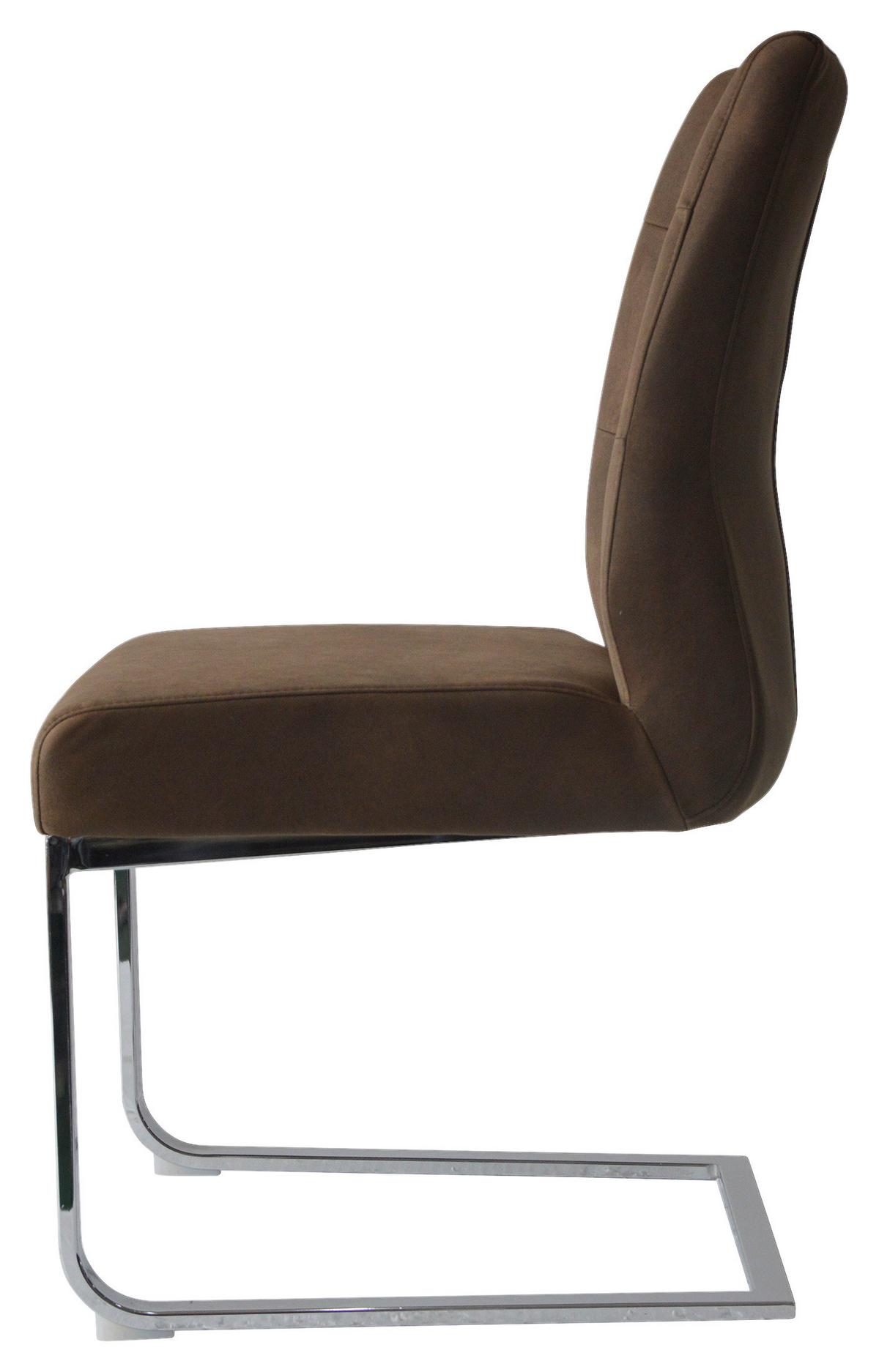 Schwingstuhl-Set MARLEN XXL Braun, Wippfunktion - Silberfarben/Braun, LIFESTYLE, Textil/Metall (47/96/62cm) - MID.YOU