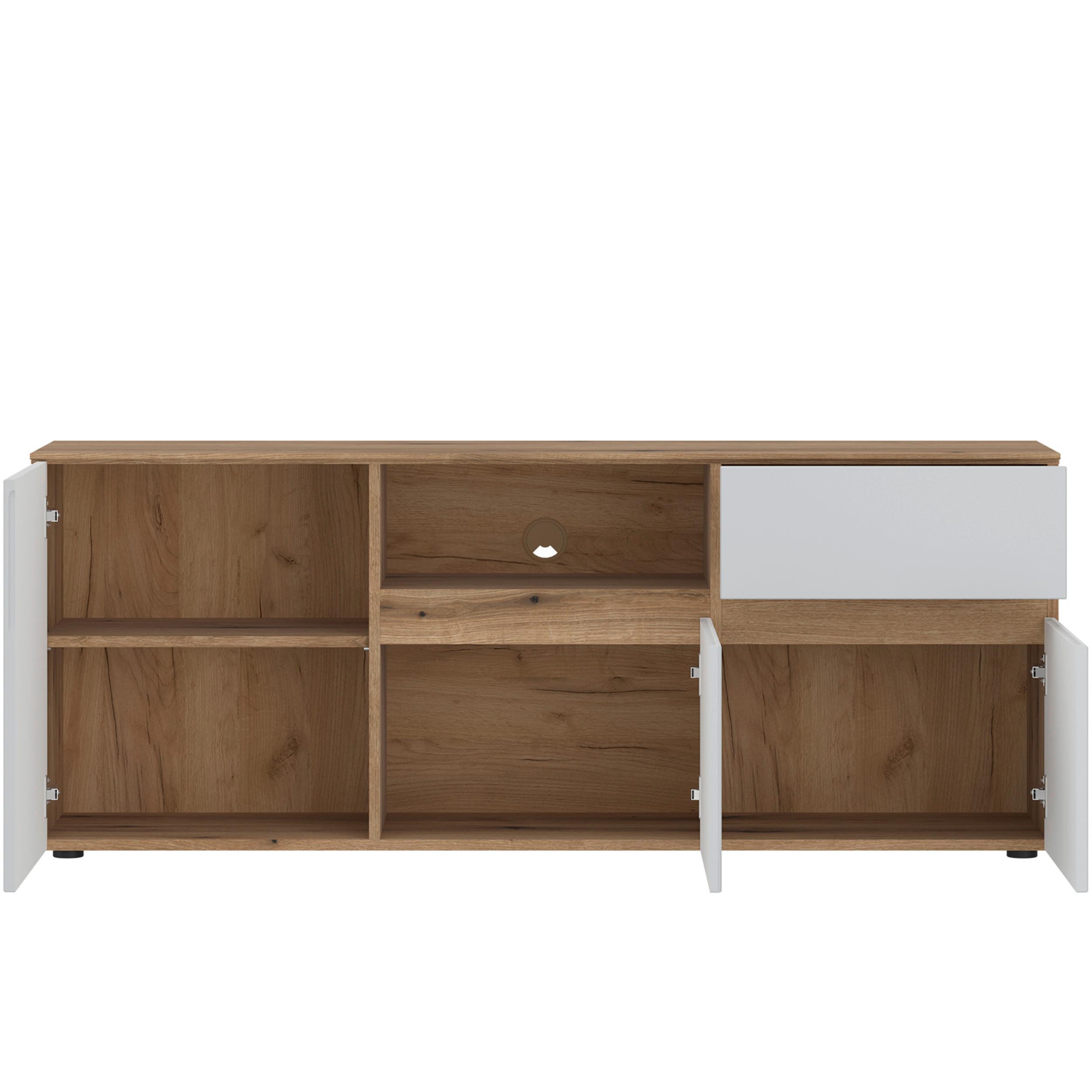 Tv Komoda Manilla - siva/boje hrasta, Trend, drvni materijal/plastika (150/59,5/40cm) - Modern Living