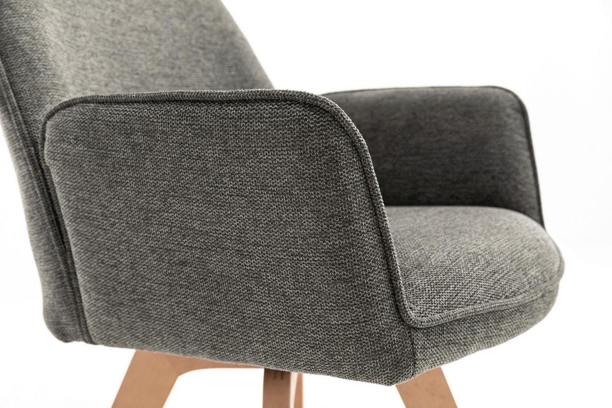 STUHL-SET TONY - Anthrazit/Buchefarben, MODERN, Holz/Textil (57/89/61cm) - MID.YOU