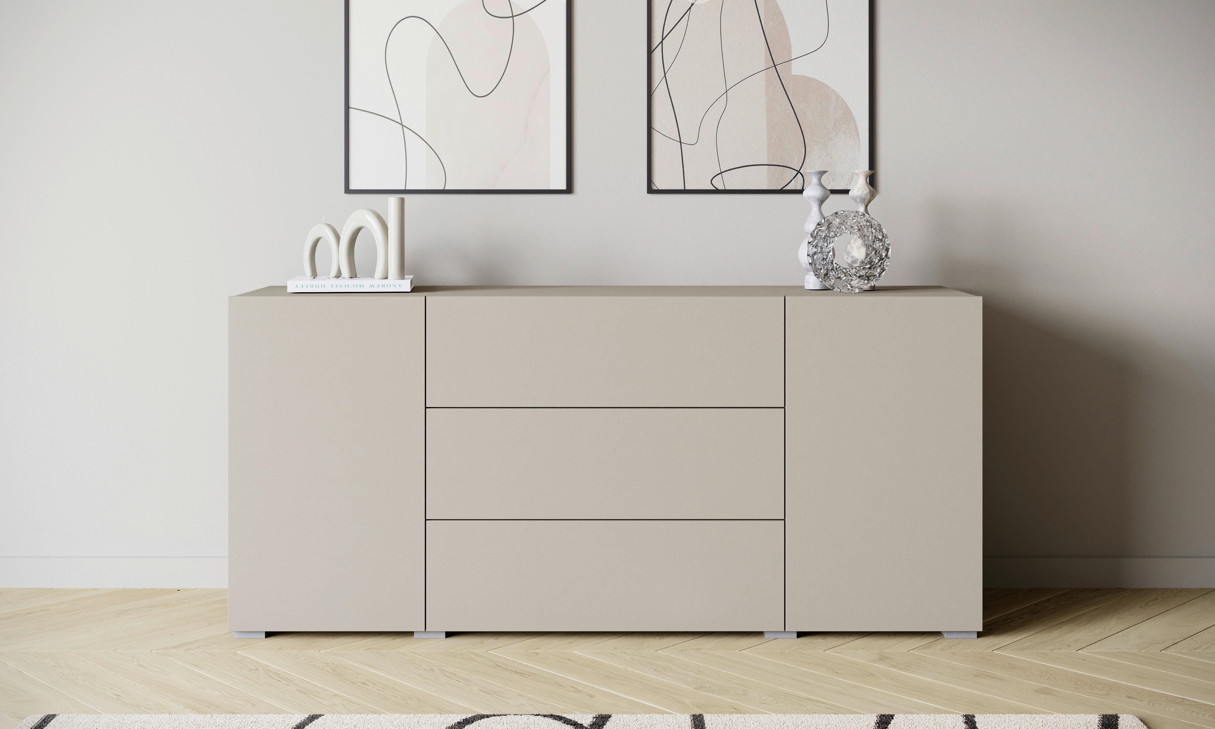 Sideboard 150cm Berlin 150 Kaschmir - Kaschmir/Grau, Design, Holzwerkstoff/Kunststoff (150/68/38,5cm) - P & B