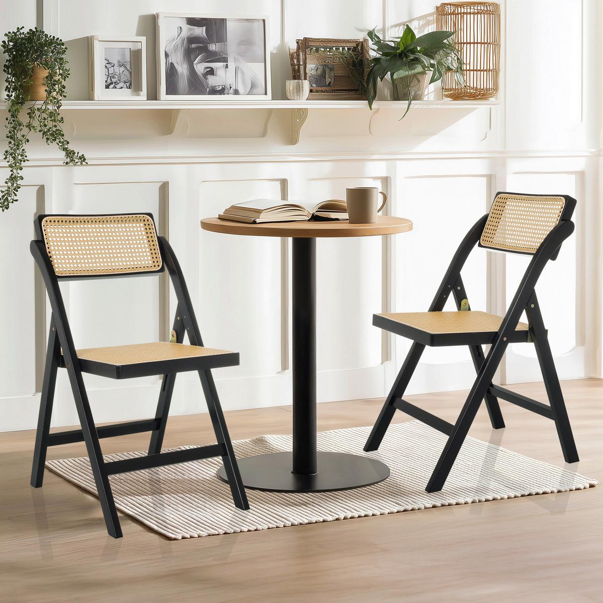 Zložljiv Stol Tudela Bamboo, Črna, Rjava - črna/rjava, Moderno, les (45,5/83,5/45cm) - Gardenson