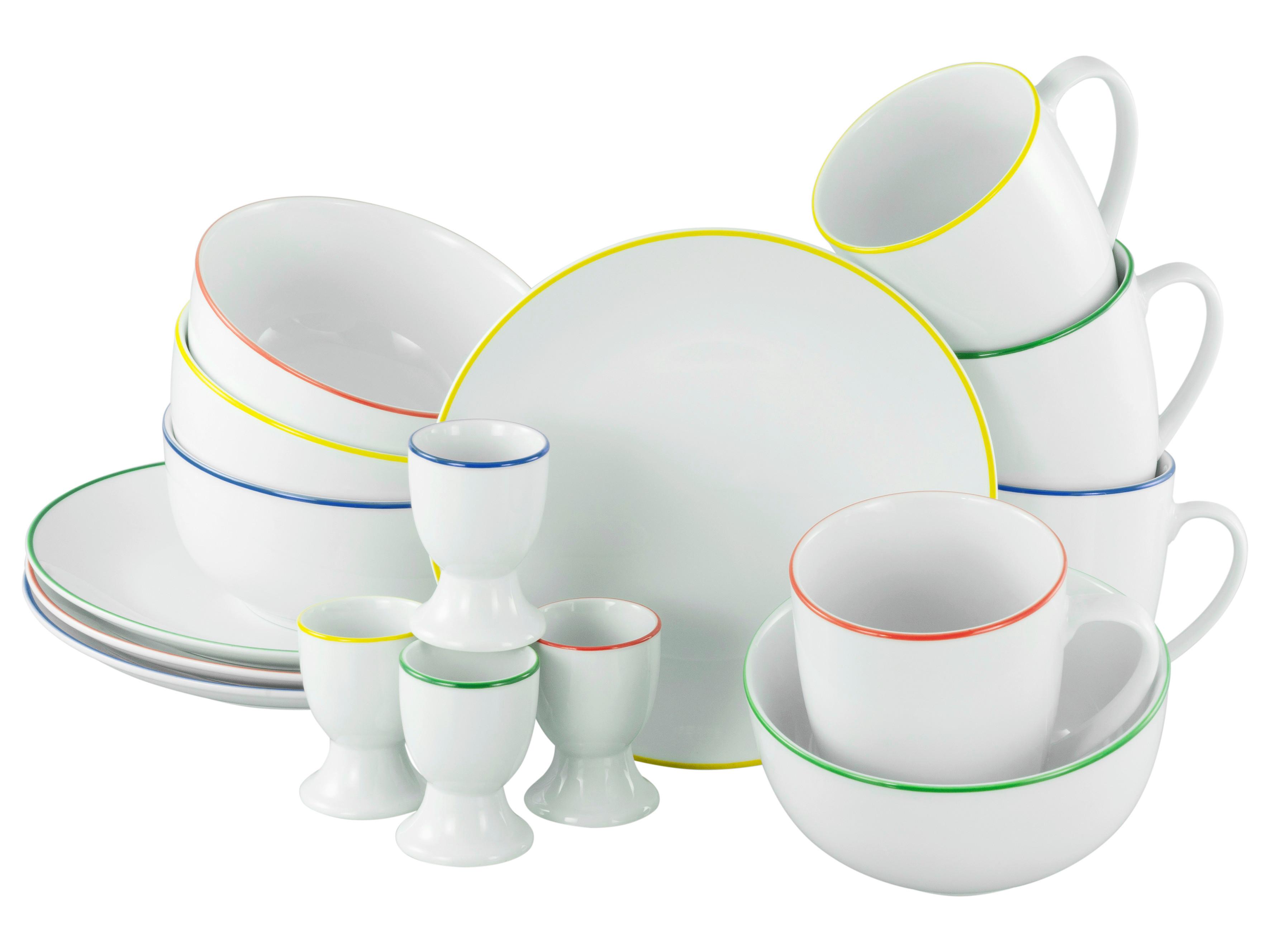 Servis Za Zajtrk Luna Color Line, 16-Delni - bela/večbarvno, Basics, keramika - Creatable