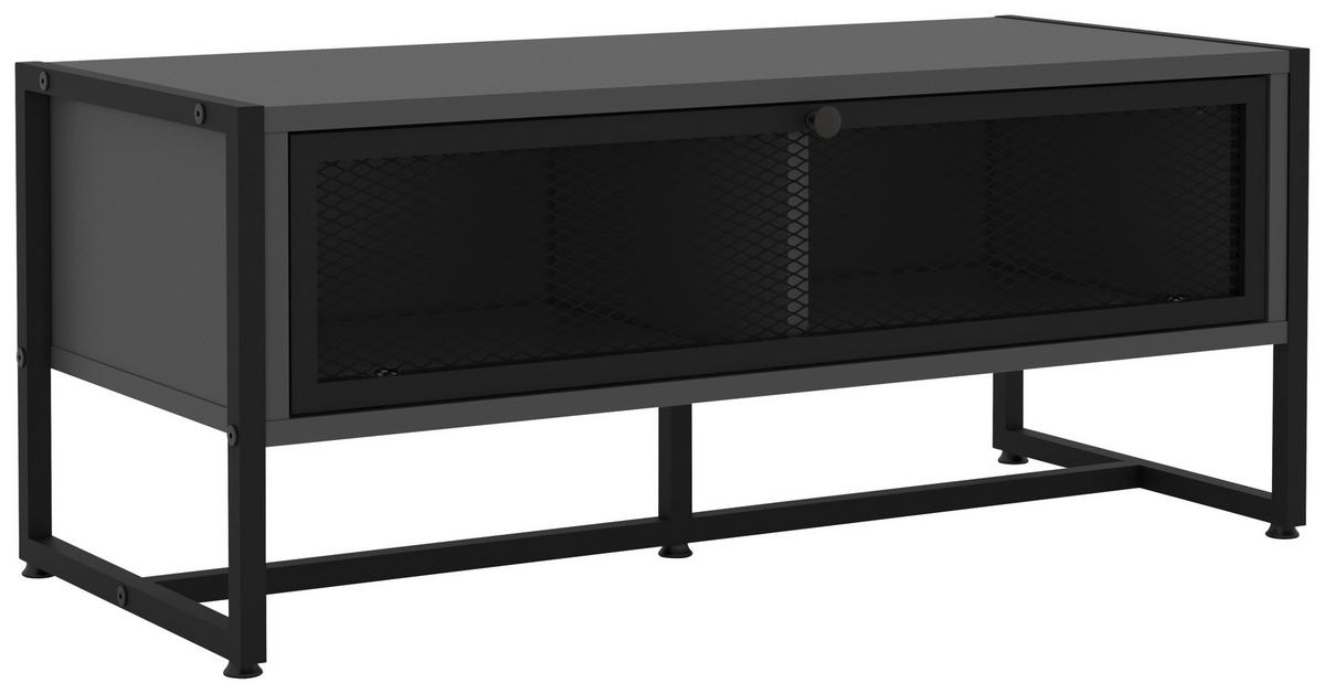 ŁAWKA Z PÓŁKĄ NA BUTY MELA SIDEBOARD - antracytowy/czarny, Modern, metal/drewno (95/40/41cm) - P & B