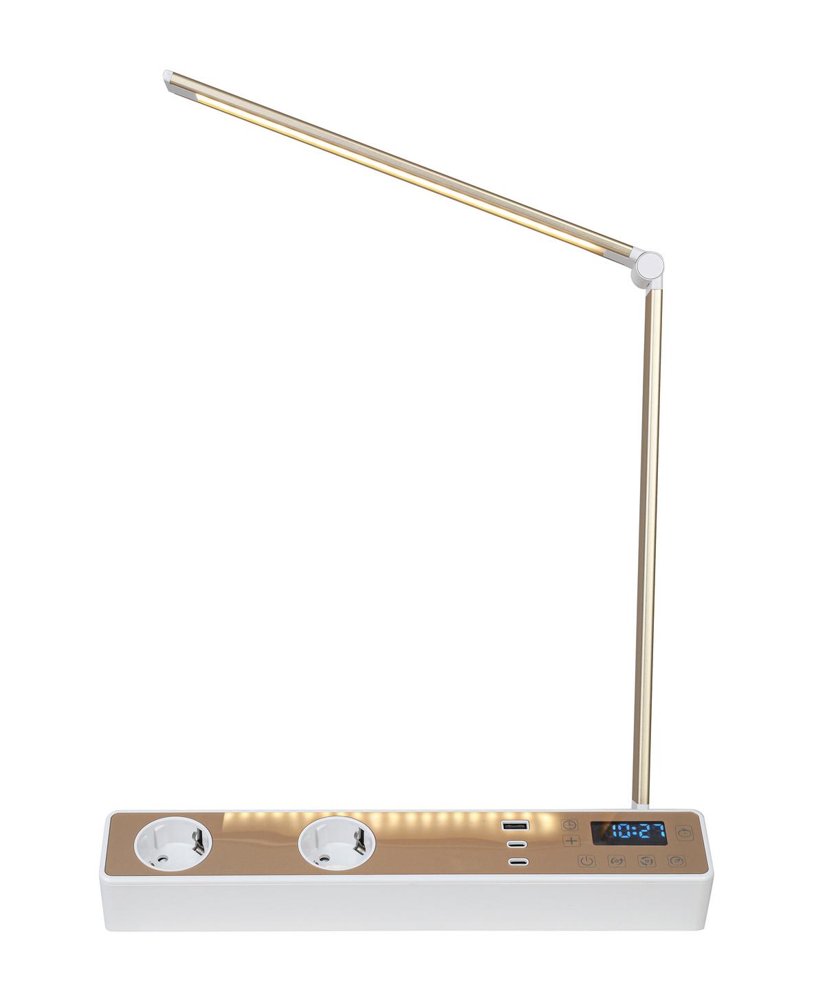 Íróasztali Lámpa Multi - rosé arany/fehér, Modern, műanyag/fém (33/10,5/37-66cm) - Mömax