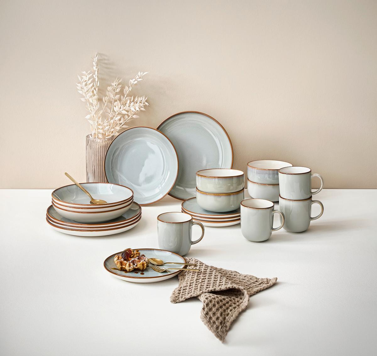 SERWIS ŚNIADANIOWY PORTOFINO - szary, Trend, ceramika (33,5/21,5/22cm) - Ritzenhoff Breker