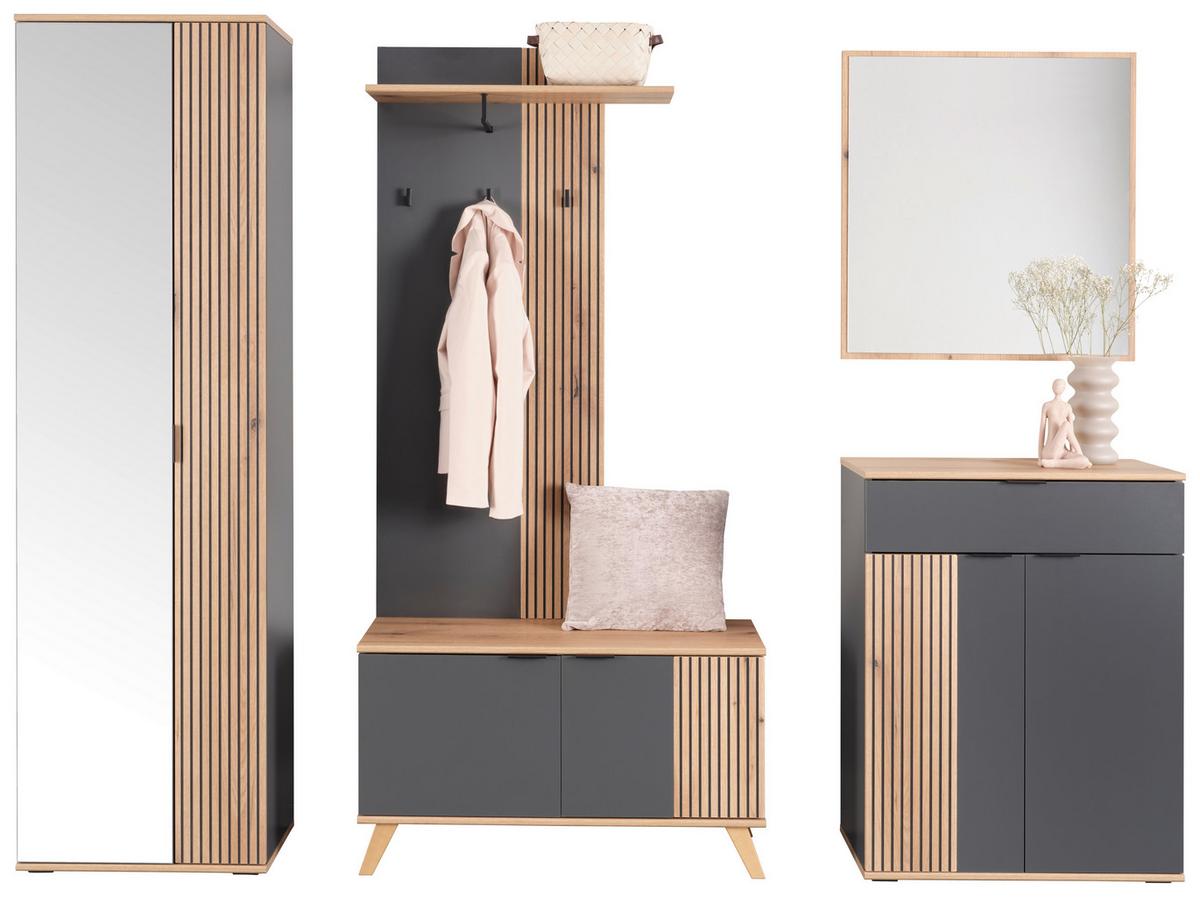 Comodă CLEVER - culoare lemn stejar/antracit, Modern, material pe bază de lemn (70/92/38cm) - Modern Living