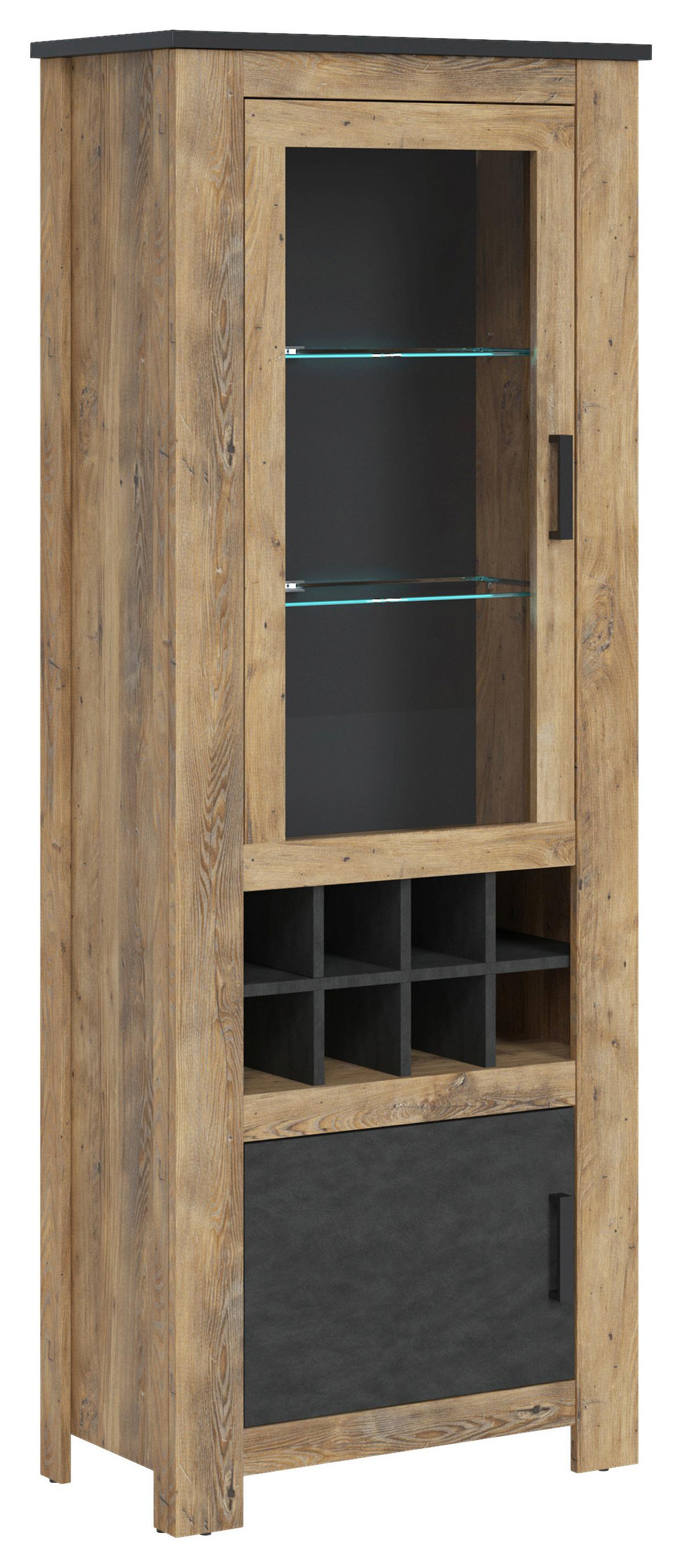 Vitrină RAPALLO - castaniu, Modern, sticlă/material pe bază de lemn (74/191,1/38,5cm) - Modern Living