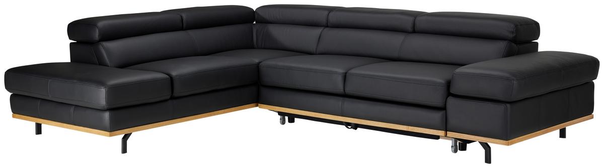 Wohnlandschaft Carmen Schwarz - Schwarz, Modern, Leder/Holz (292/72/226cm) - Premium Living