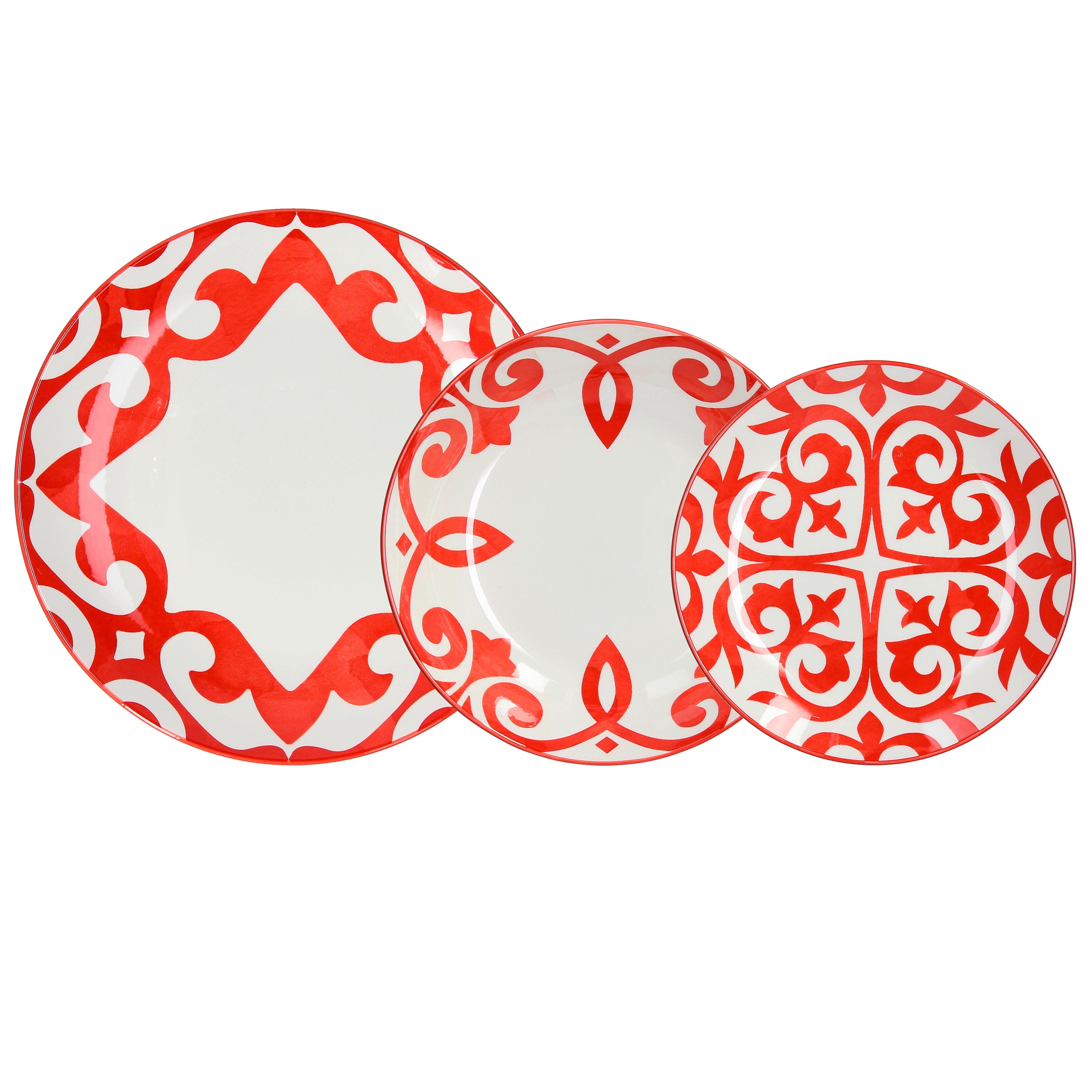 Asztali Étkészlet Agatha - piros/fehér, kerámia (21/36,5/28,5cm)