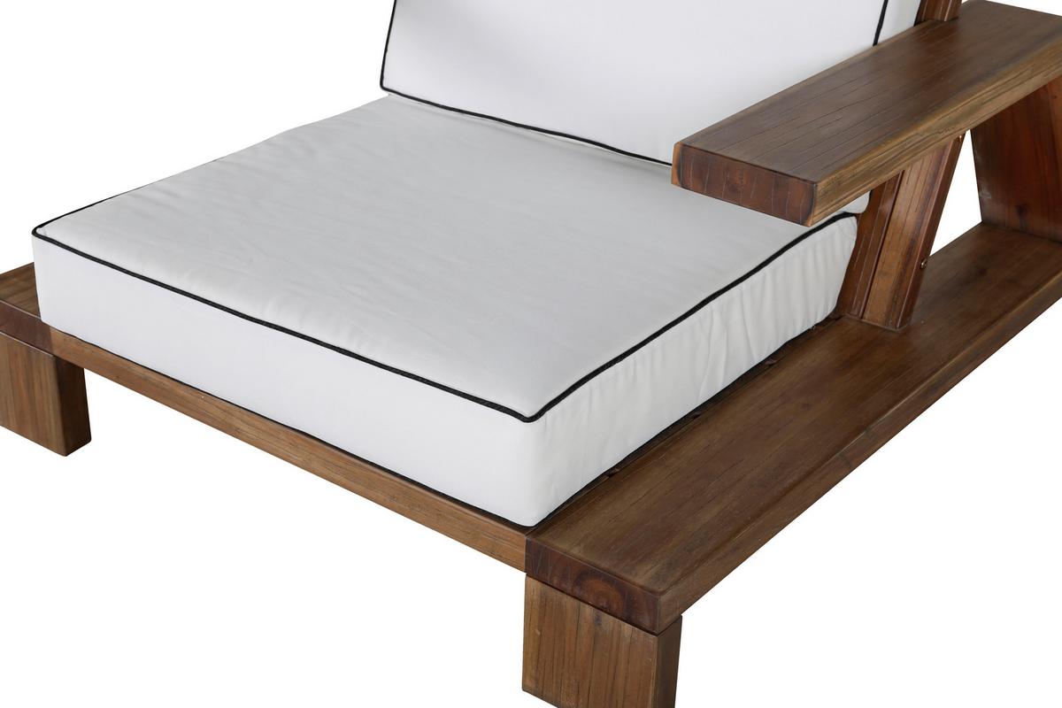 Loungesessel Daria ca. 100x70x92 cm Akazienholz - Weiß/Akaziefarben, KONVENTIONELL, Holz (100/70/92cm) - Gardenson