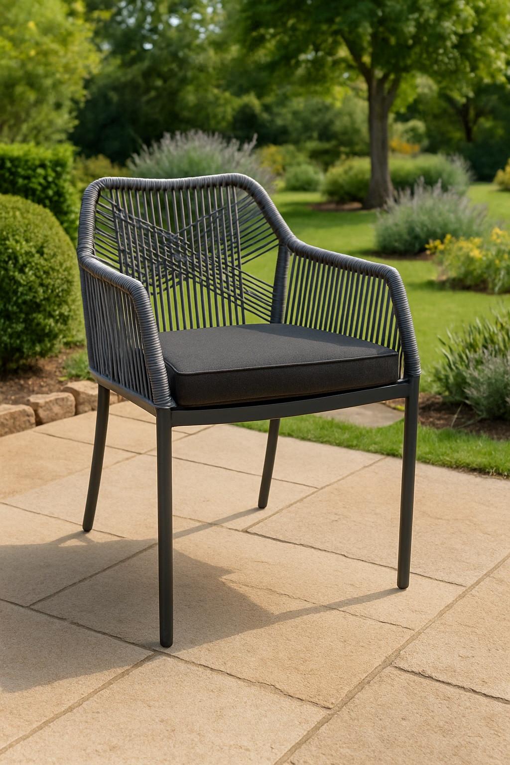 KRZESŁO SZTAPLOWANE AKITA - antracytowy/jasnoszary, Modern, tworzywo sztuczne/metal (56/81/62cm) - Ambia Garden