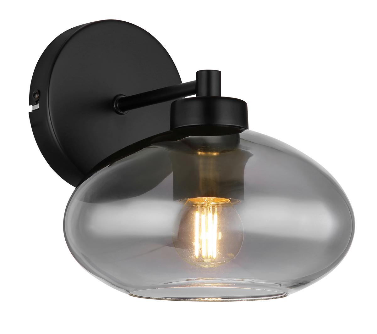 KINKIET 15572W - czarny, Design, metal/szkło (18/22/20cm) - Globo