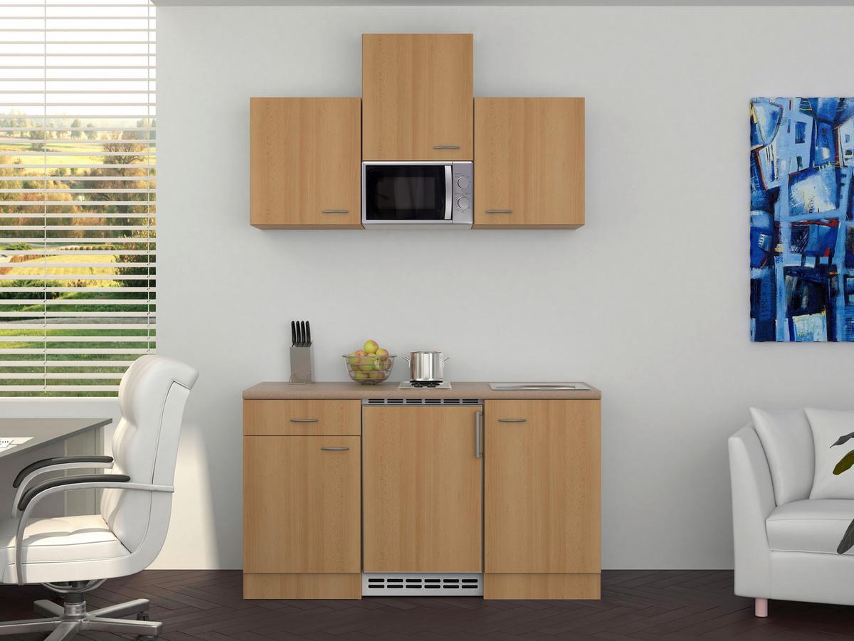 Majhna Kuhinja Z Aparati Nano, Barva Bukve - barve nerjavečega jekla/barve bukve, Moderno, umetna masa/leseni material (150cm) - FlexWell