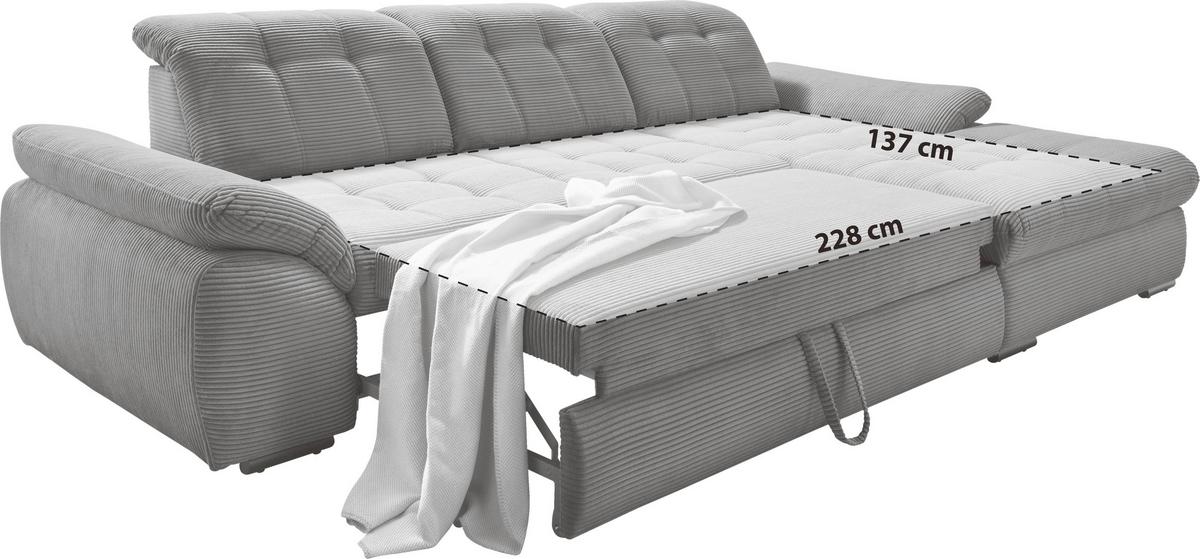Ecksofa mit Bettkasten Rigatti ca. 314x184 cm Hellblau - Schwarz/Hellblau, MODERN, Textil/Metall (314/184cm) - Livetastic