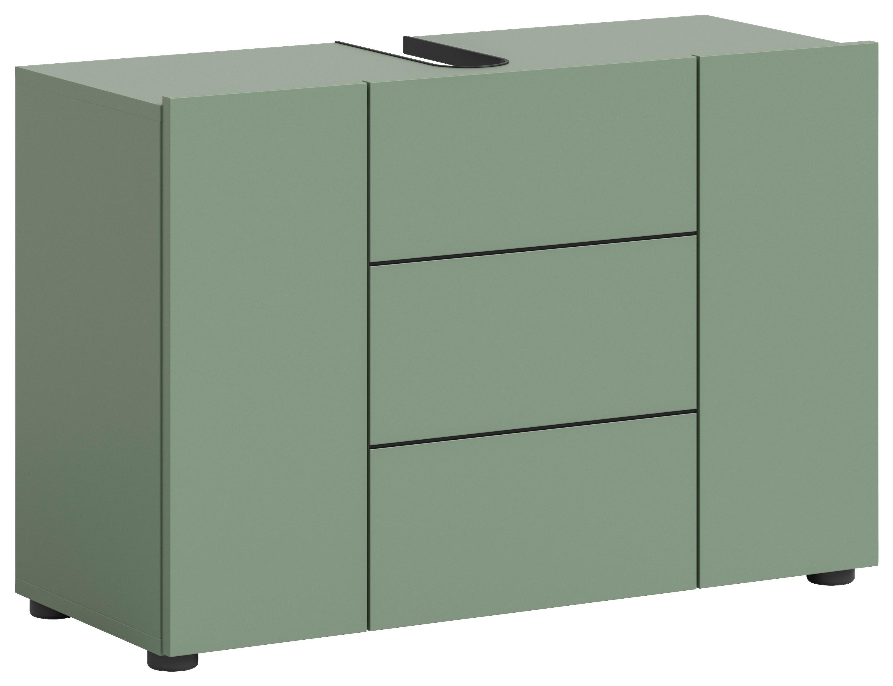 Waschbeckenunterschrank Vira ca. 82x56 cm Grün - Schwarz/Grün, MODERN, Holzwerkstoff/Kunststoff (82/56/34cm) - MID.YOU