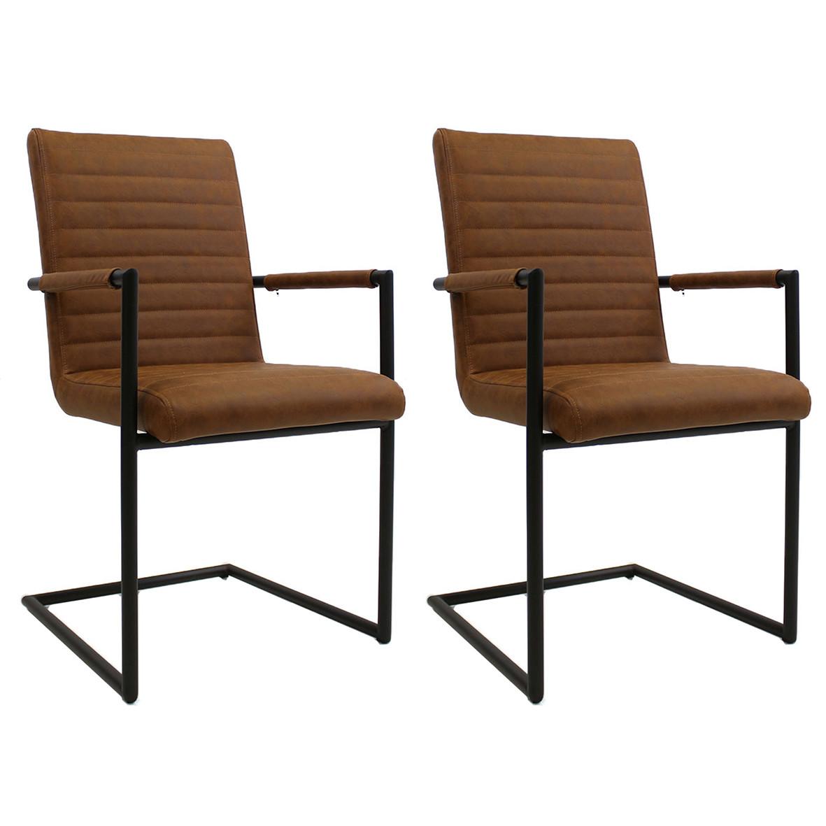 ARMLEHNSTUHL-SET BARS - Cognac/Haselnussfarben, LIFESTYLE, Kunststoff/Textil (54/97/57cm) - MID.YOU