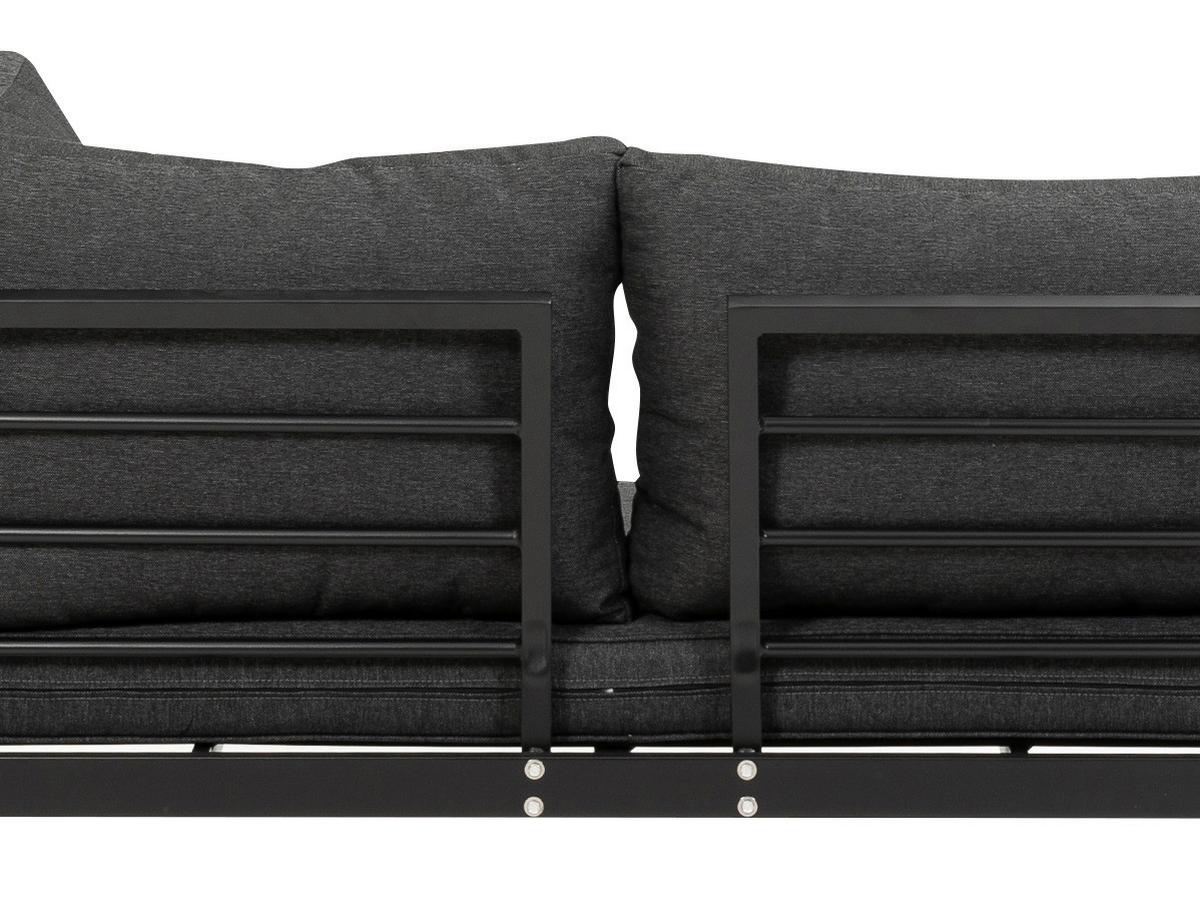 Loungegarnitur 3-tlg Rio Echtholz/Metall mit Kissen - Anthrazit/Braun, MODERN, Holz/Textil (178/68/228,5cm) - Gardenson