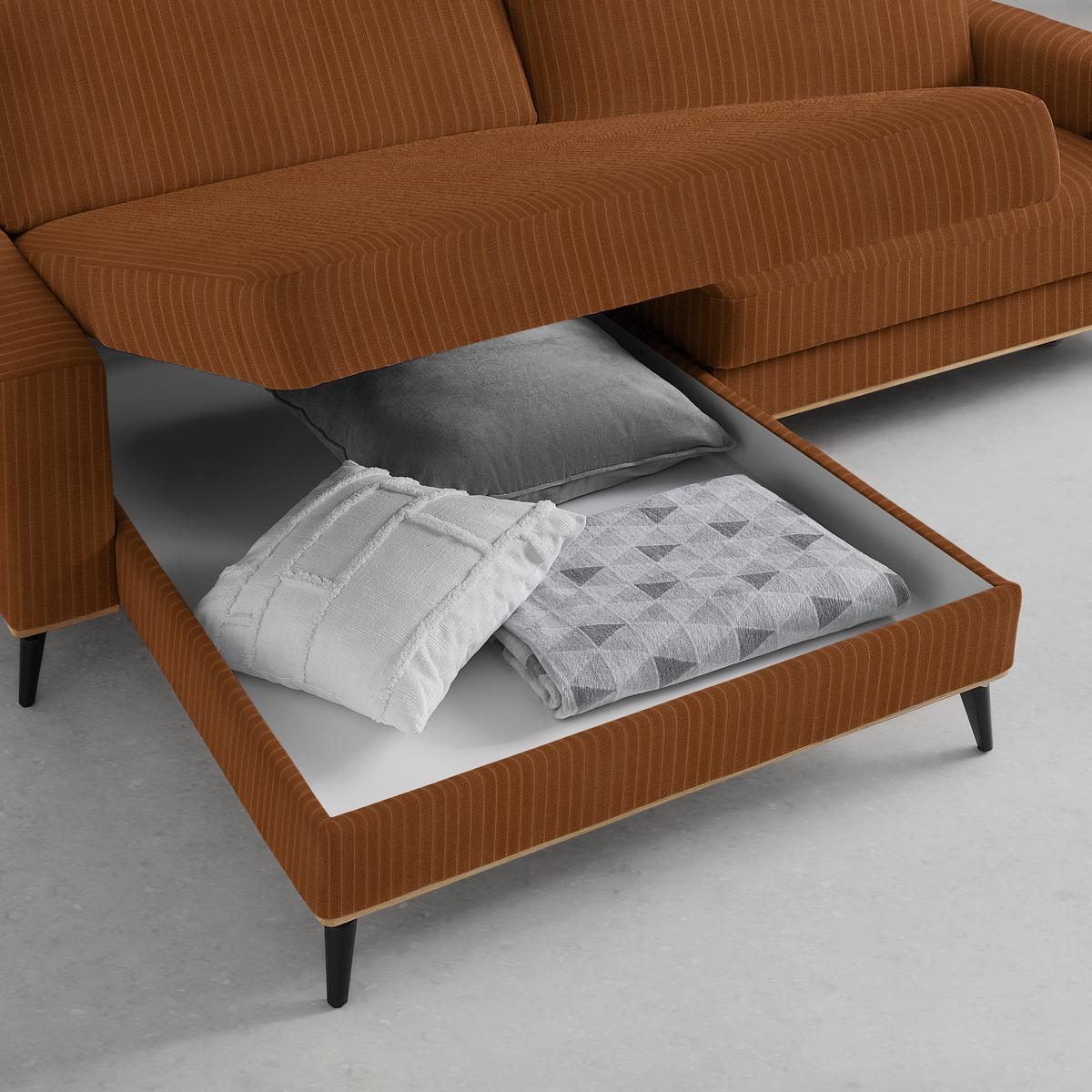 Wohnlandschaft Romeo Rostfarben - Rostfarben/Schwarz, KONVENTIONELL, Textil/Metall (167/87/234cm) - Zandiara