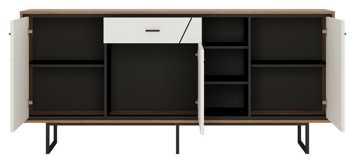 Komoda Brolo, Bela, Barva Hrasta - Moderno, kovina/umetna masa (197,3/90,3/40cm)