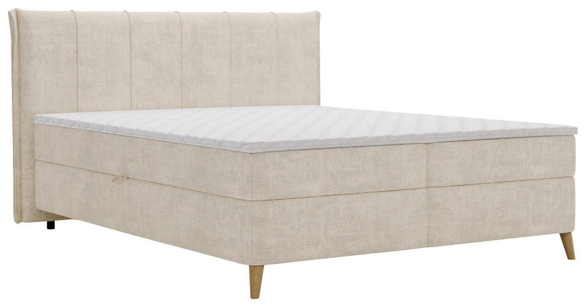 Boxbett Veloria Beige ca. 160x200cm - Beige/Schwarz, KONVENTIONELL, Textil/Metall (160/200cm) - Based