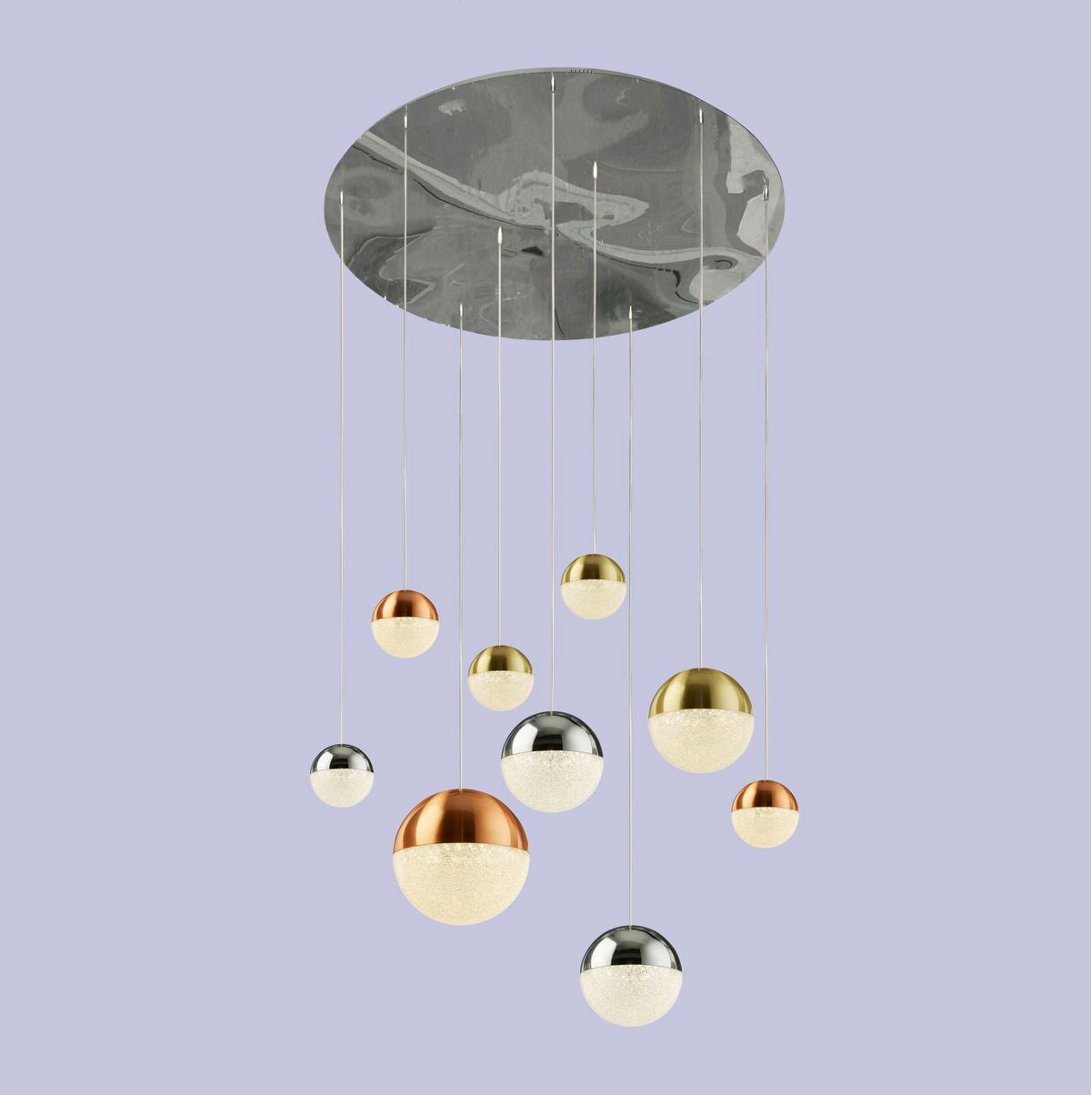 LED Függőlámpa 4519-9 - krómszínű, Design, üveg/textil (60/153cm)