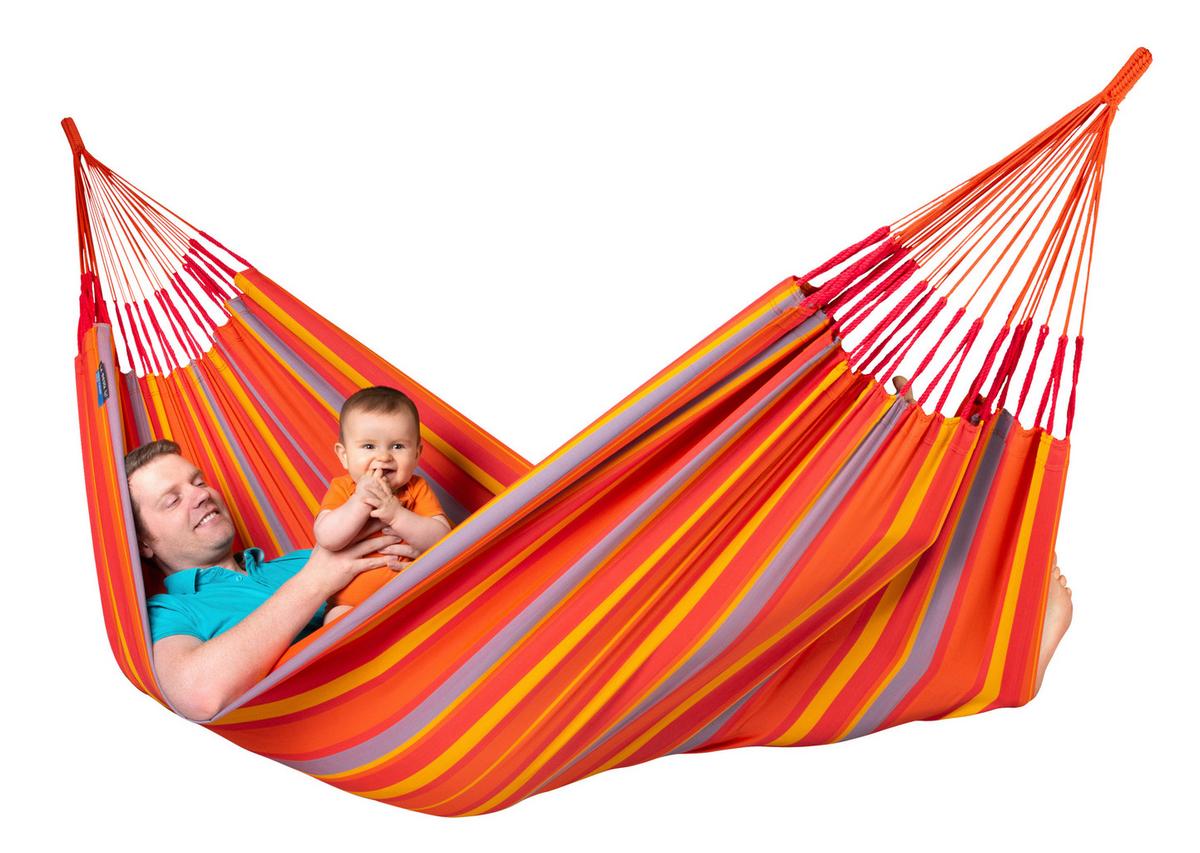 Hängematte Classic Double Hammock Outdoor Gelb/Orange - Gelb/Rot, KONVENTIONELL, Textil (160/350cm) - La Siesta