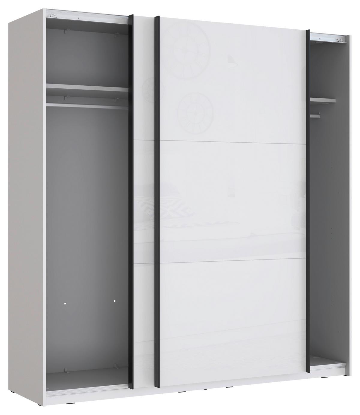 Omara Z Drsnimi Vrati Leader, Bela - črna/bela, Moderno, kovina/leseni material (200,1/209,7/61,2cm) - Carryhome