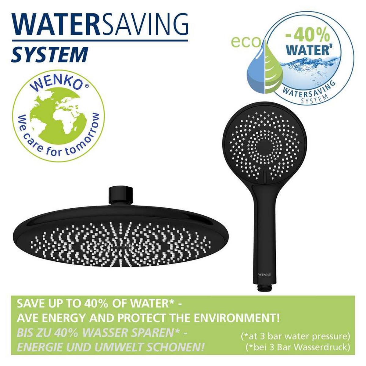 ZESTAW Z DESZCZOWNICĄ WATER SAVING - czarny, Basics, metal (22,5/75-120/27cm) - Wenko