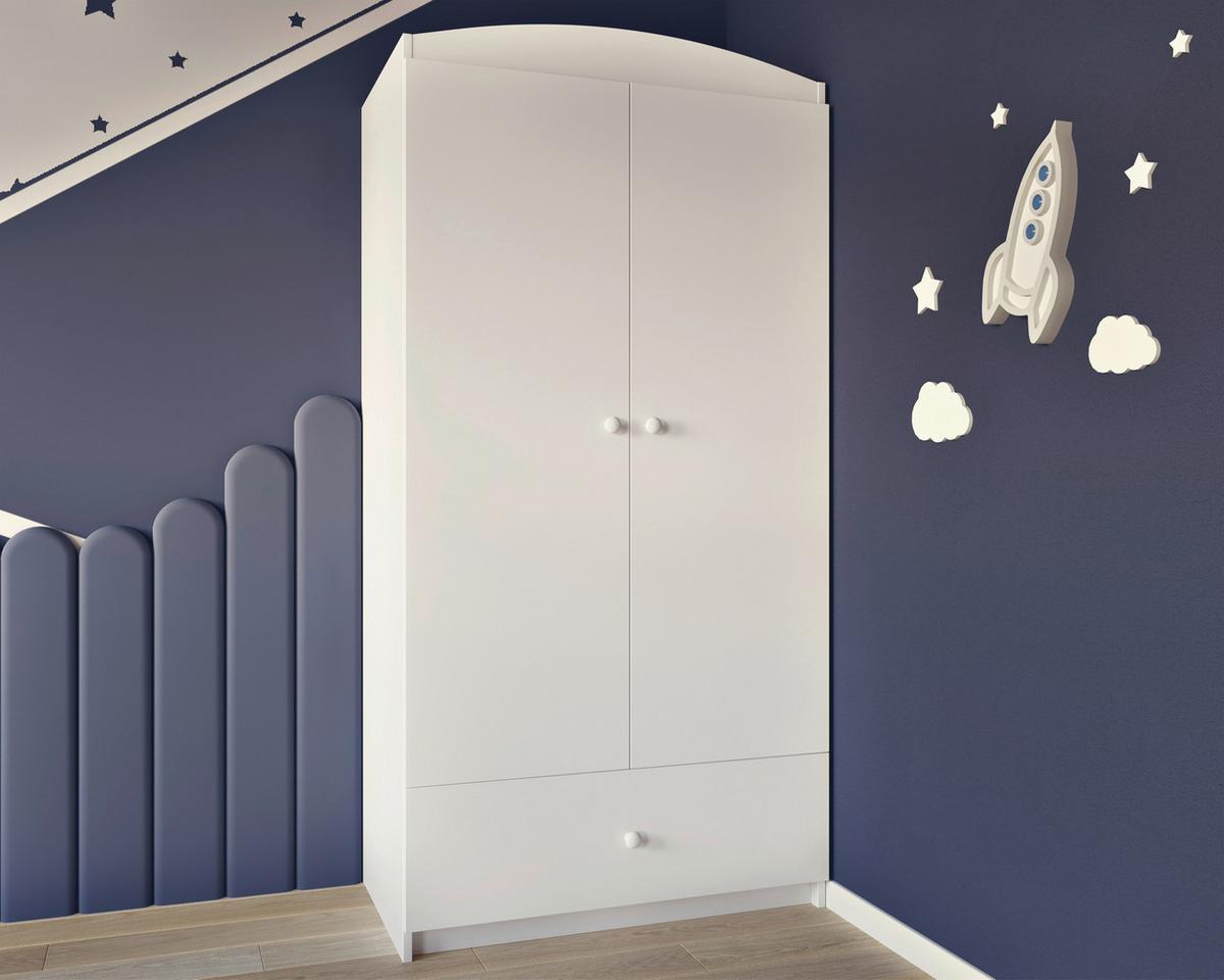 Otroška Garderobna Omara Babydreams, Bela - bela, Moderno, umetna masa/leseni material (90/190/58cm) - MID.YOU