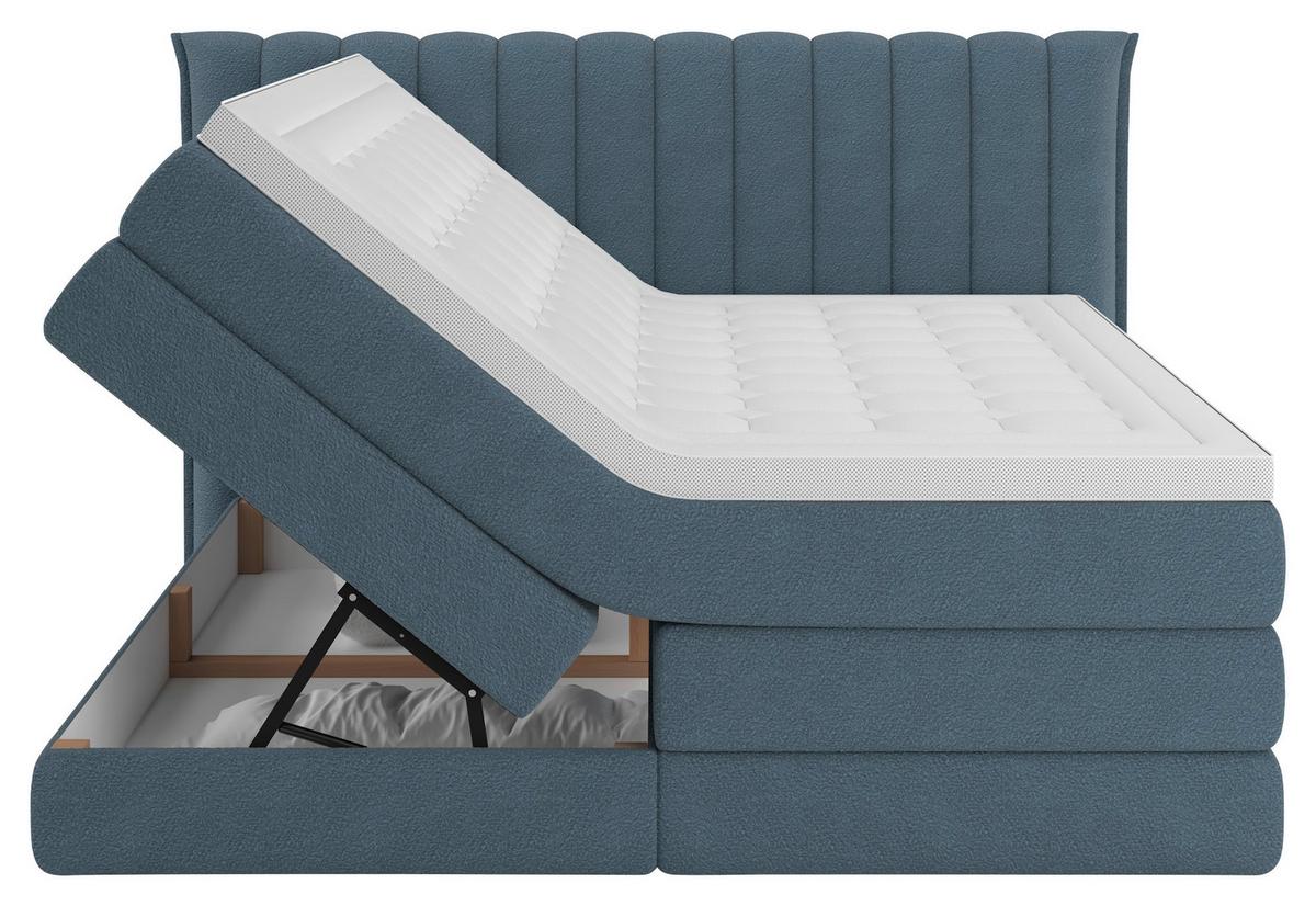 Boxspringbett Lina Blau ca. 180x200cm - Blau, KONVENTIONELL, Holz/Holzwerkstoff (180/200cm) - Premium Living