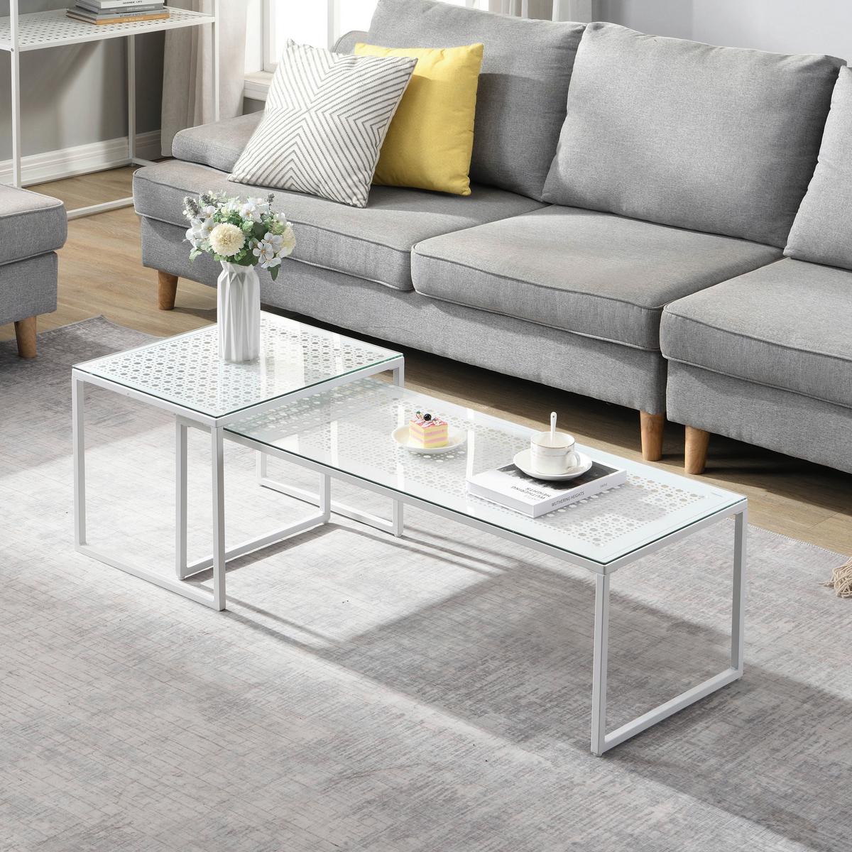 Satztisch Wl7.330 - Weiss, Design, Glas/Metall (100/40/35cm) - MID.YOU