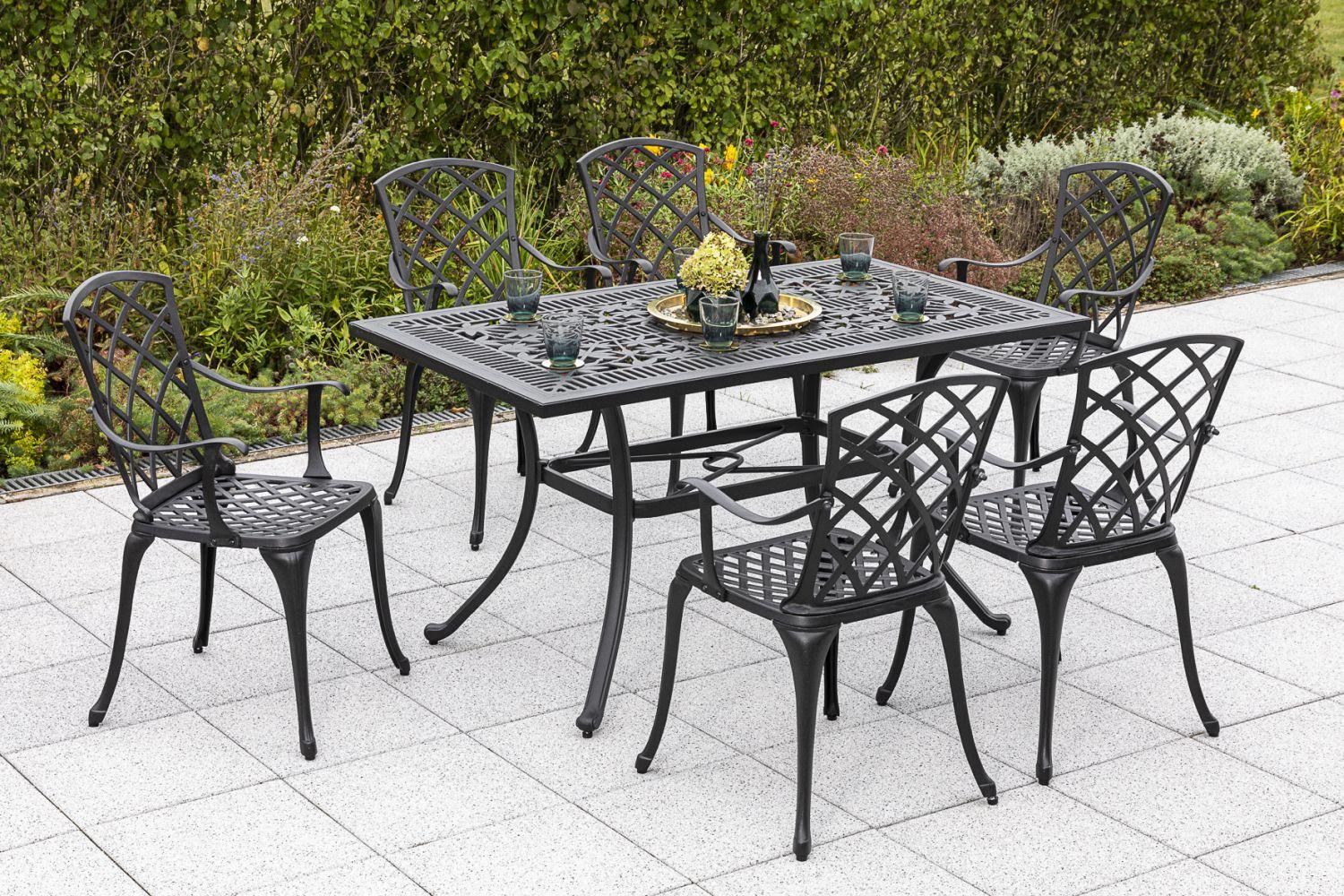 GARTENSESSEL RHODOS - Graphitfarben, ROMANTIK / LANDHAUS, Metall (50/55/88cm) - Gardenson