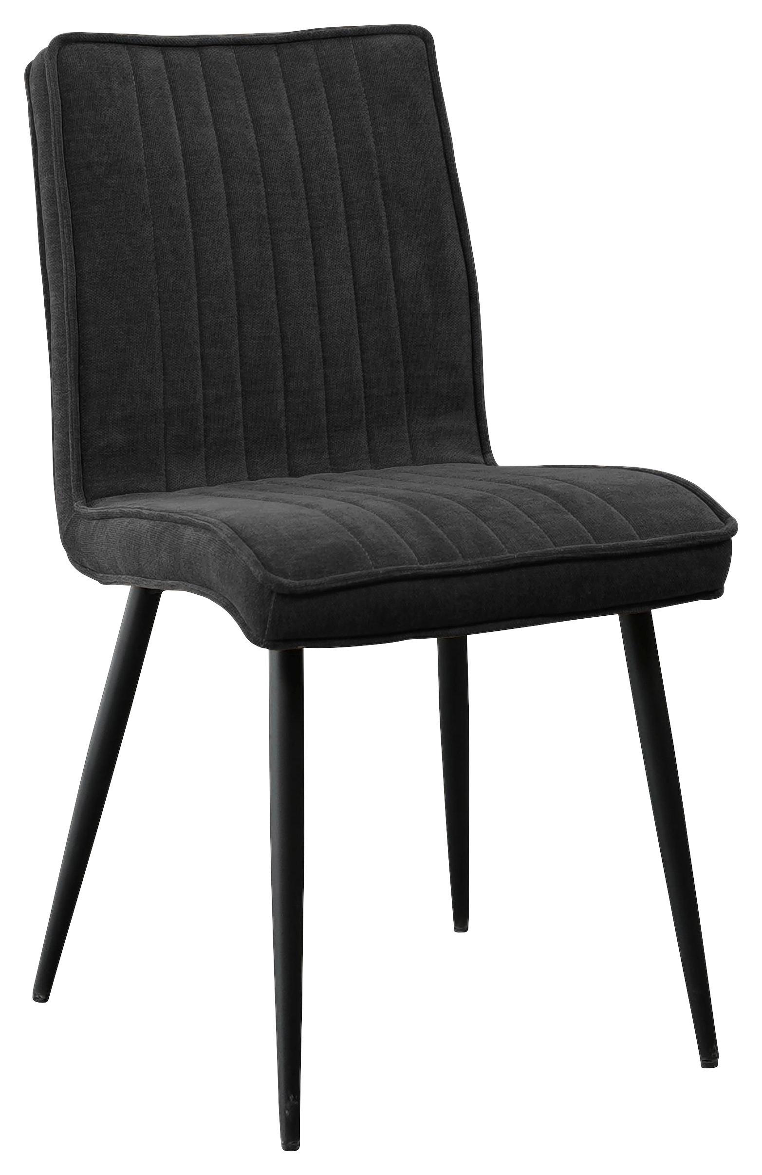 Stuhl Lena in Schwarz - Schwarz/Grau, MODERN, Holz/Textil (43/86/57cm) - Mömax