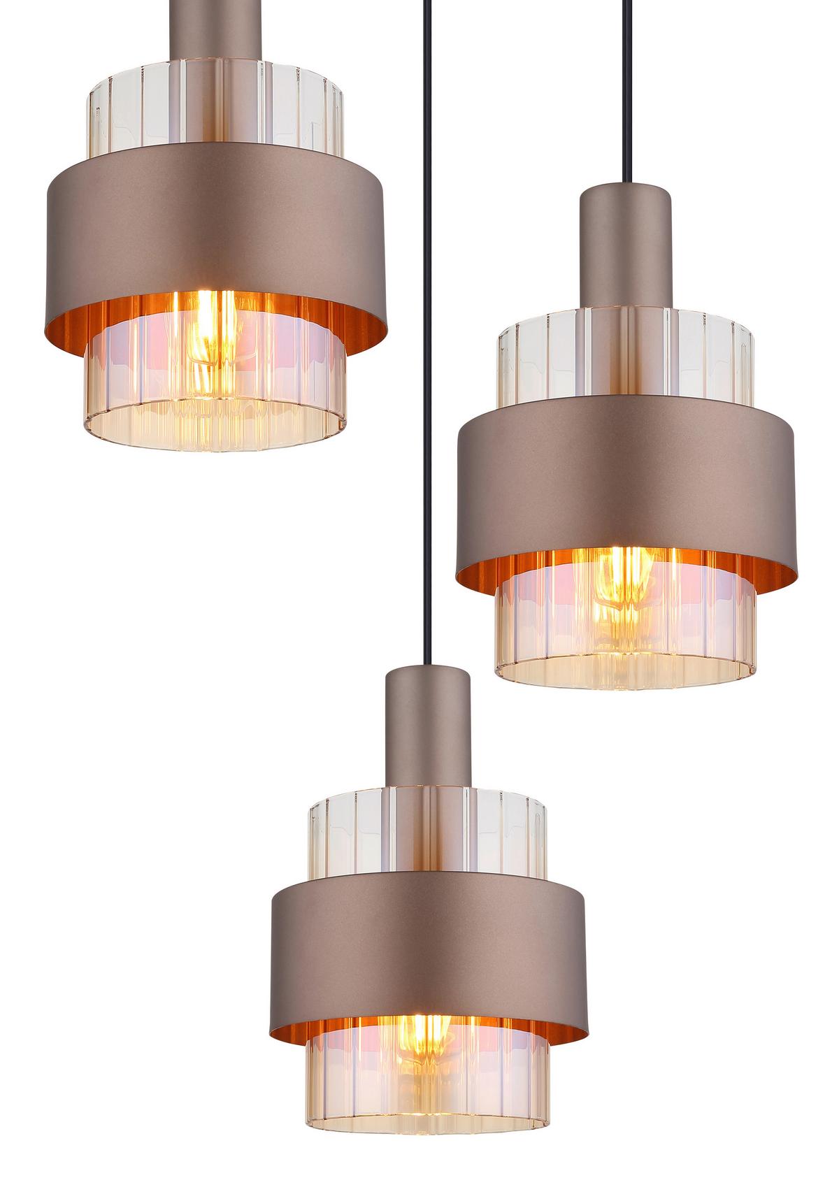 Viseća Svjetiljka Brončana Boja - narančasta/brončane boje, Design, staklo/metal (45/150cm) - Globo