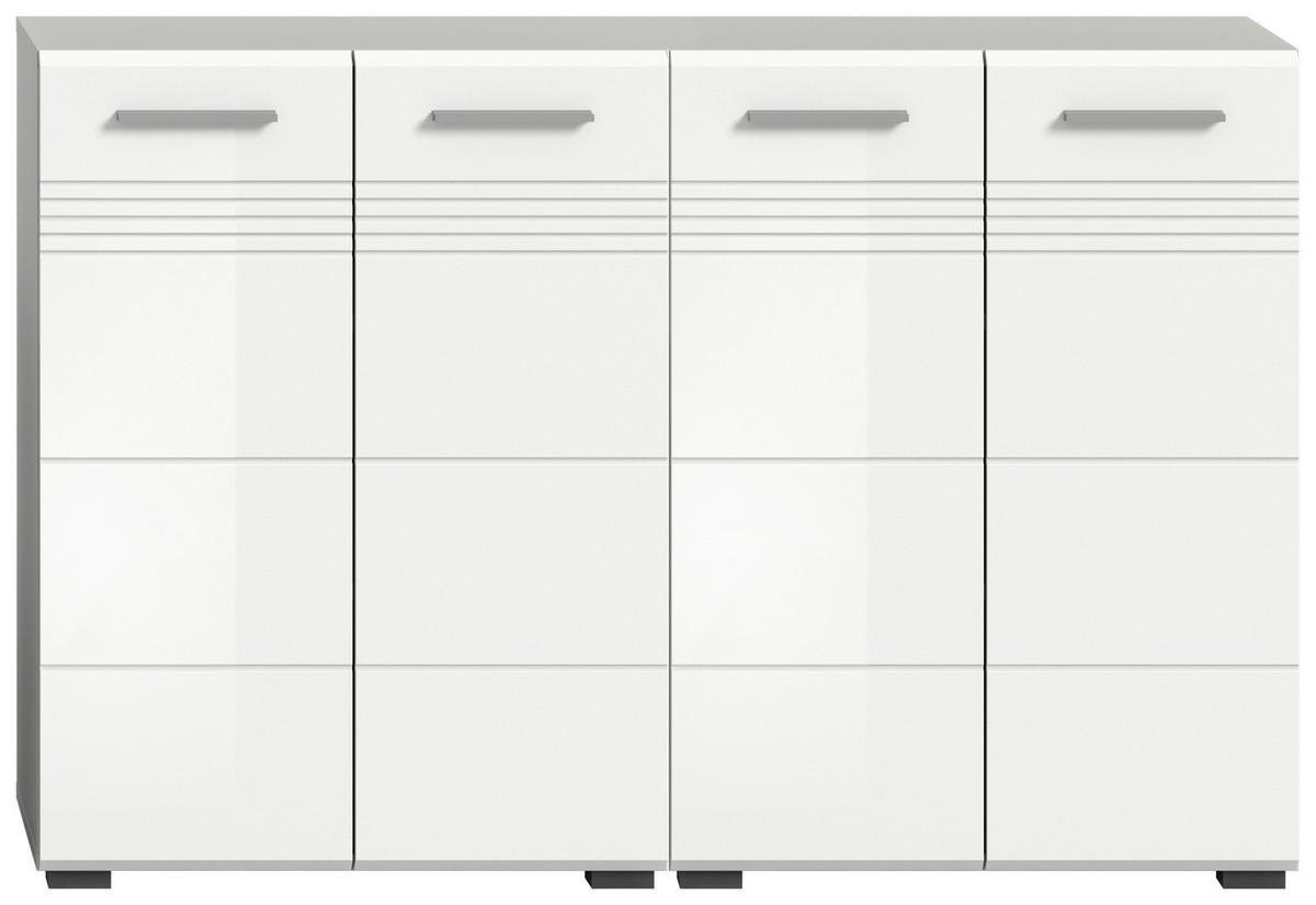 Midischrank COPA Grau/ Weiß Hochglanz ca.120x80x30cm - Chromfarben/Weiß Hochglanz, MODERN, Holzwerkstoff/Kunststoff (120/80/30cm) - MID.YOU