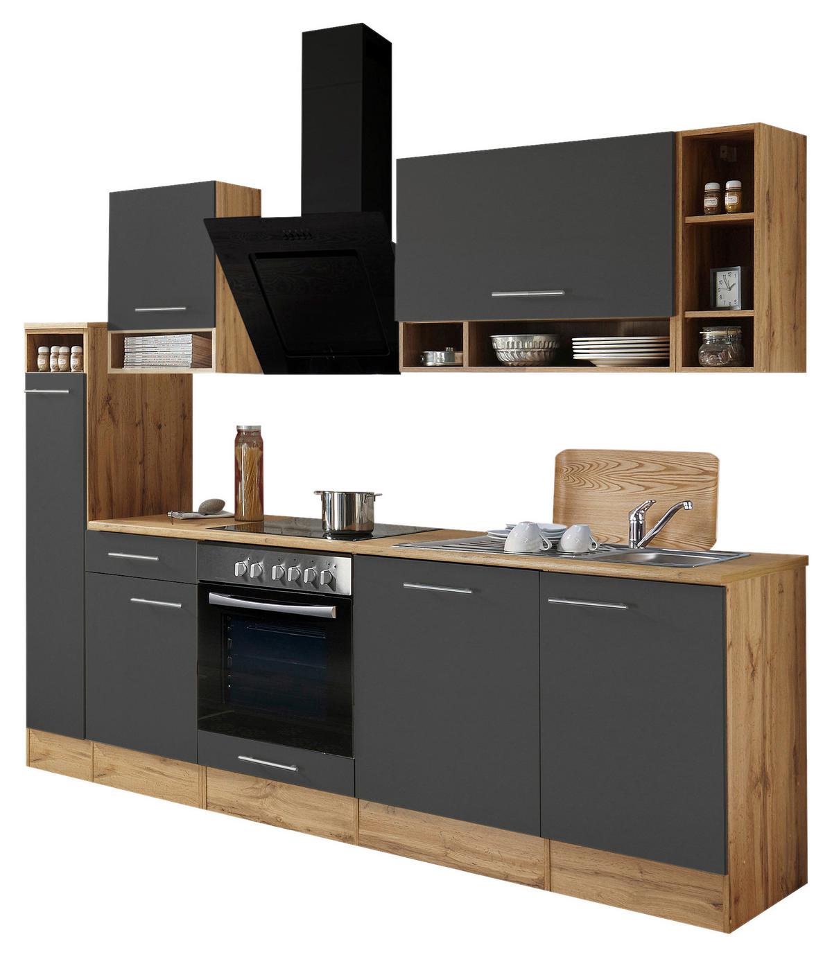 Küchenleerblock LBBEKB250EGC - Wildeiche/Edelstahlfarben, Basics, Holzwerkstoff/Metall (250cm) - Respekta