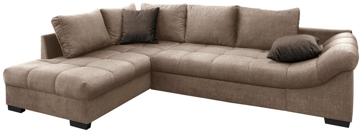 Wohnlandschaft Alvito Hellbraun Velours - Hellbraun/Dunkelbraun, MODERN, Holz/Textil (202/298cm) - MID.YOU