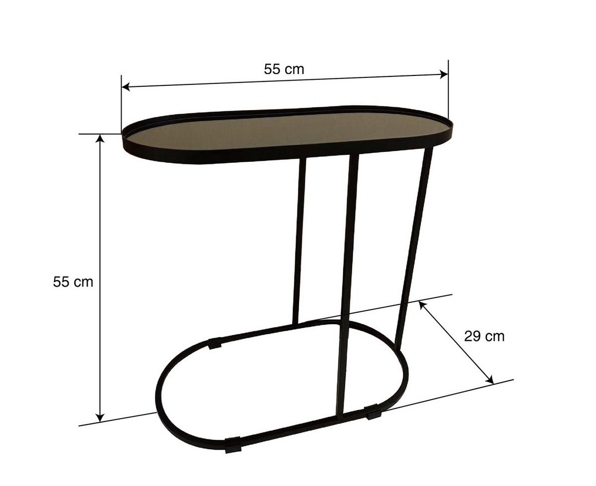 Masă auxiliară NOBILE - negru, Modern, sticlă/metal (55/29/55cm) - Premium Living