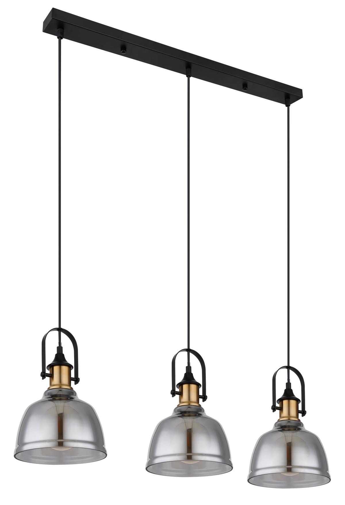 Hängeleuchte Dorothea Schwarz/Messingfarben - Messingfarben/Schwarz, Design, Glas/Metall (83,5/20cm) - Globo