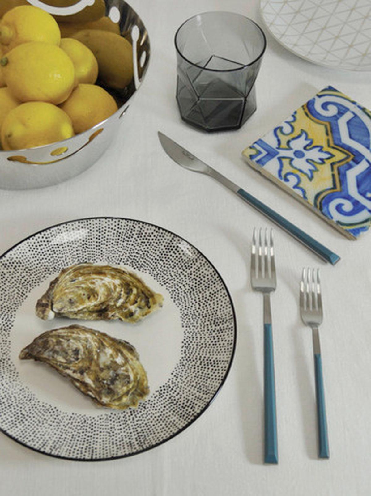 Jedilni Pribor Sushi Pro, 24-Delni - barve nerjavečega jekla/svetlo modra, Basics, kovina/umetna masa - Pintinox