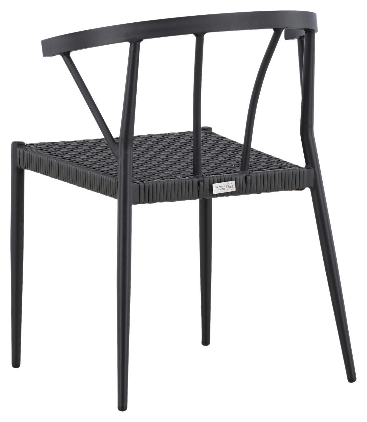 Gartenstuhl 6er-Set Stina ca. 47x79,5x49 cm Schwarz - Schwarz, KONVENTIONELL, Kunststoff/Metall (47/79,5/49cm) - Gardenson