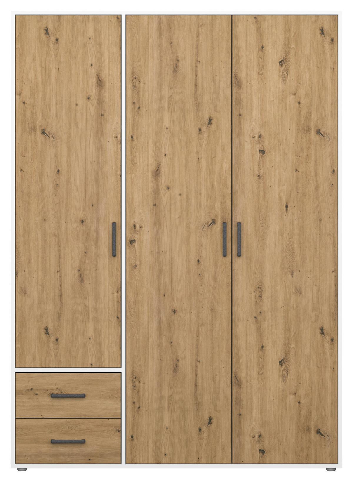 DULAP USI ROTATIVE VOYAGER - alb/stejar Artisan, Modern, material pe bază de lemn (140/194/53cm) - Modern Living