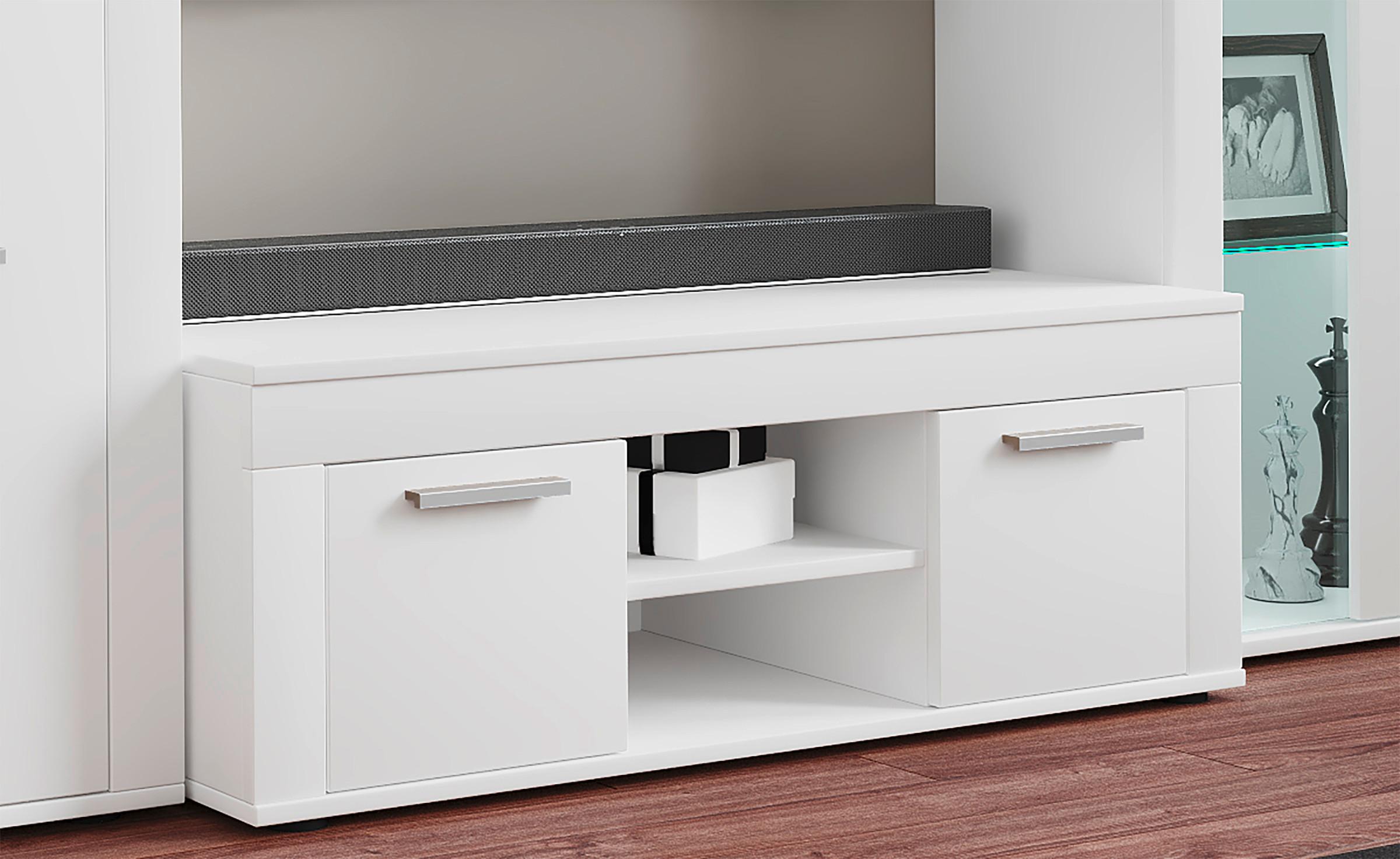 LOWBOARD USILO - Weiss/Silberfarben, Design, Holzwerkstoff/Kunststoff (102/37/45cm) - MID.YOU