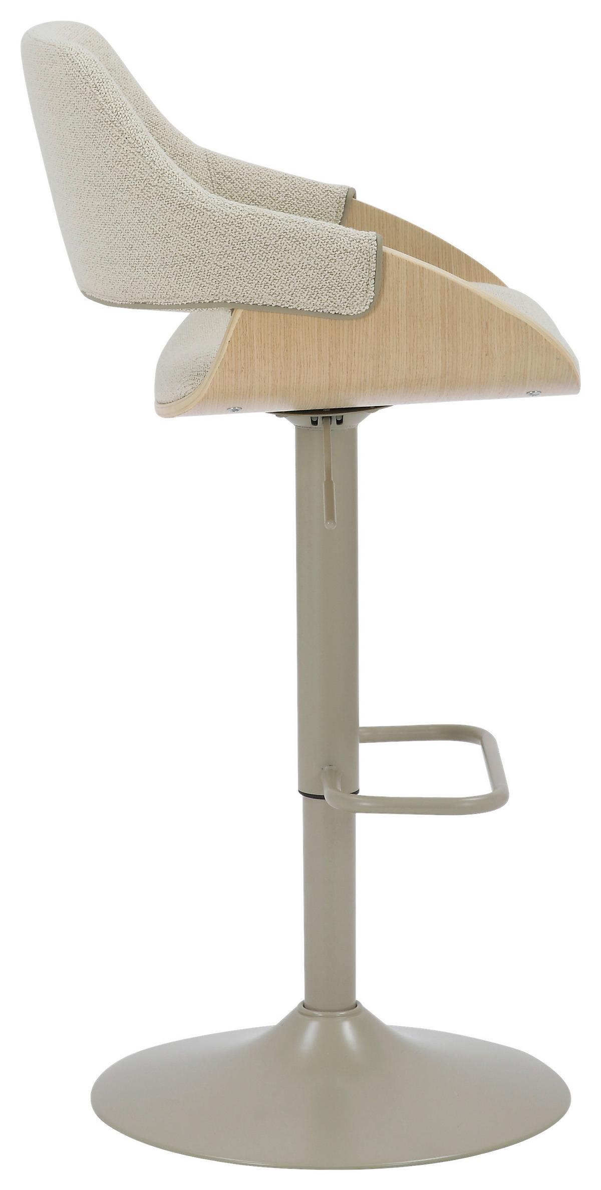 STOŁEK BAROWY FLORENTINA -HOM IN EXKLUSIV- - kolor dębowy/kremowy, Design, metal/drewno (51/90-111/51cm) - Hom`in