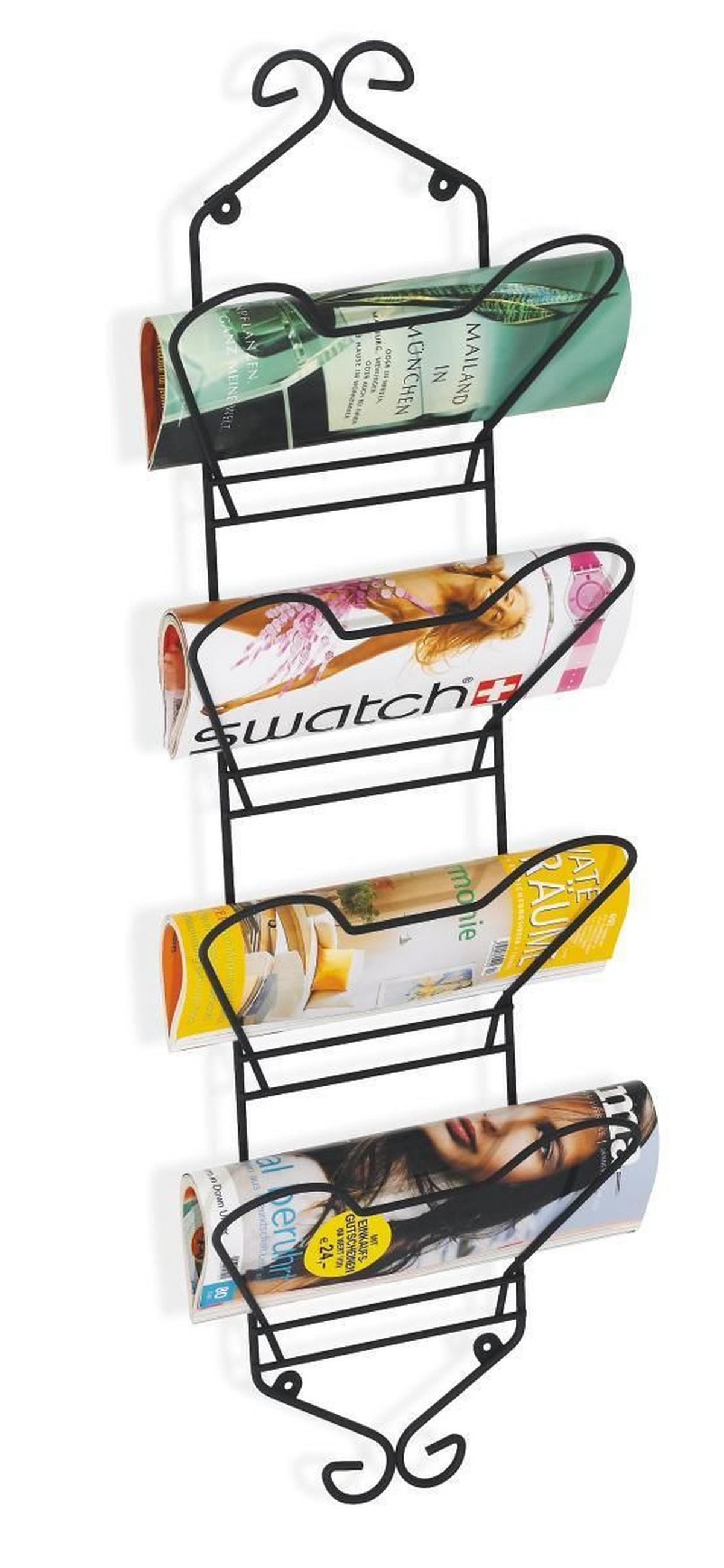 Zeitungsständer Schwarz - Schwarz, Romantik / Landhaus, Metall - Mömax