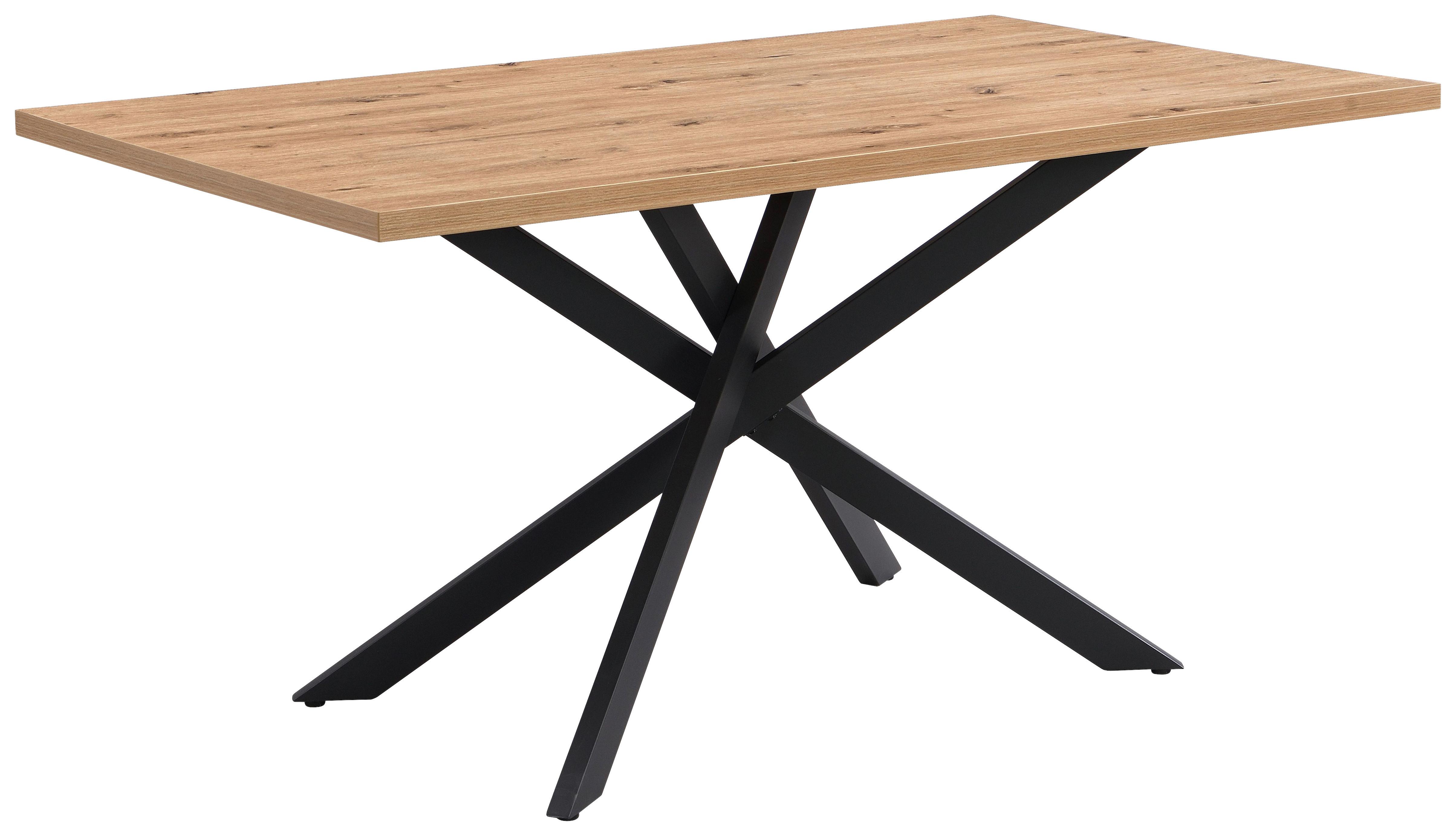 Jedilna Miza Ebbo, Barva Hrasta, 150x90 - črna/divji hrast, Trendi, kovina/leseni material (150/75/90cm)