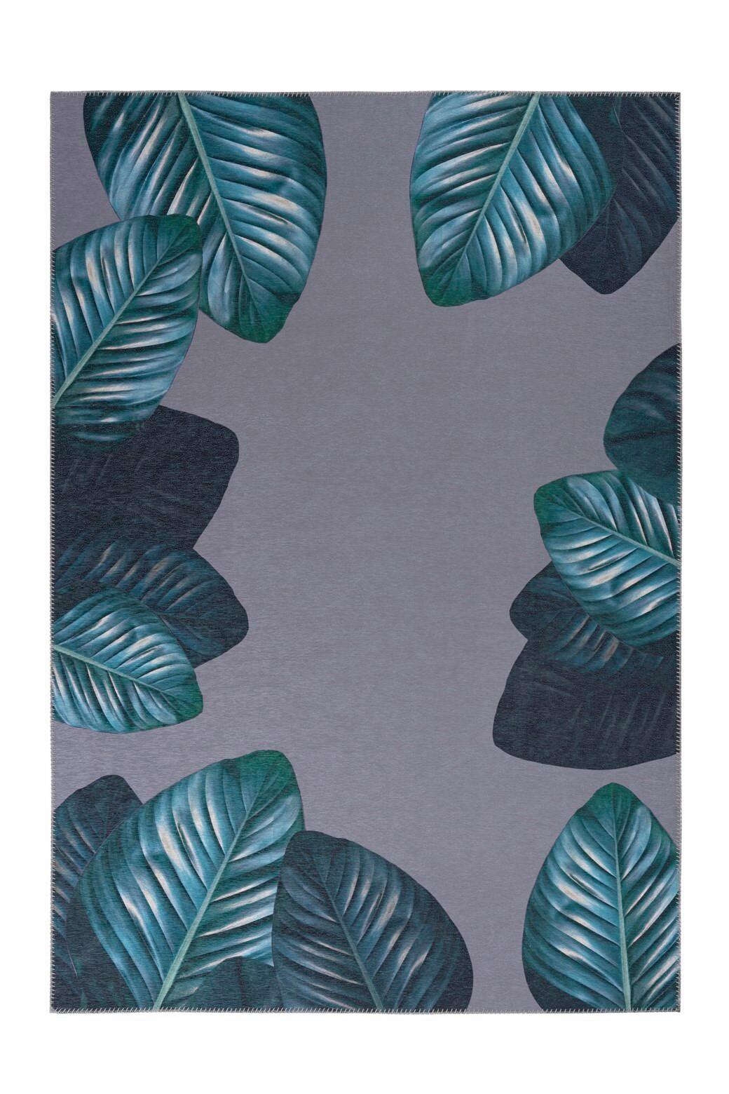 Flachwebeteppich Tropical 125 Schw/grün 130x190 - Schwarz/Grün, Basics, Textil (130/190cm) - Kayoom