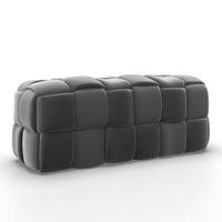 Hockerbank Ella Grau Samt Gepolstert - Schwarz/Grau, MODERN, Holz/Kunststoff (118/47/47cm) - Bessagi Home