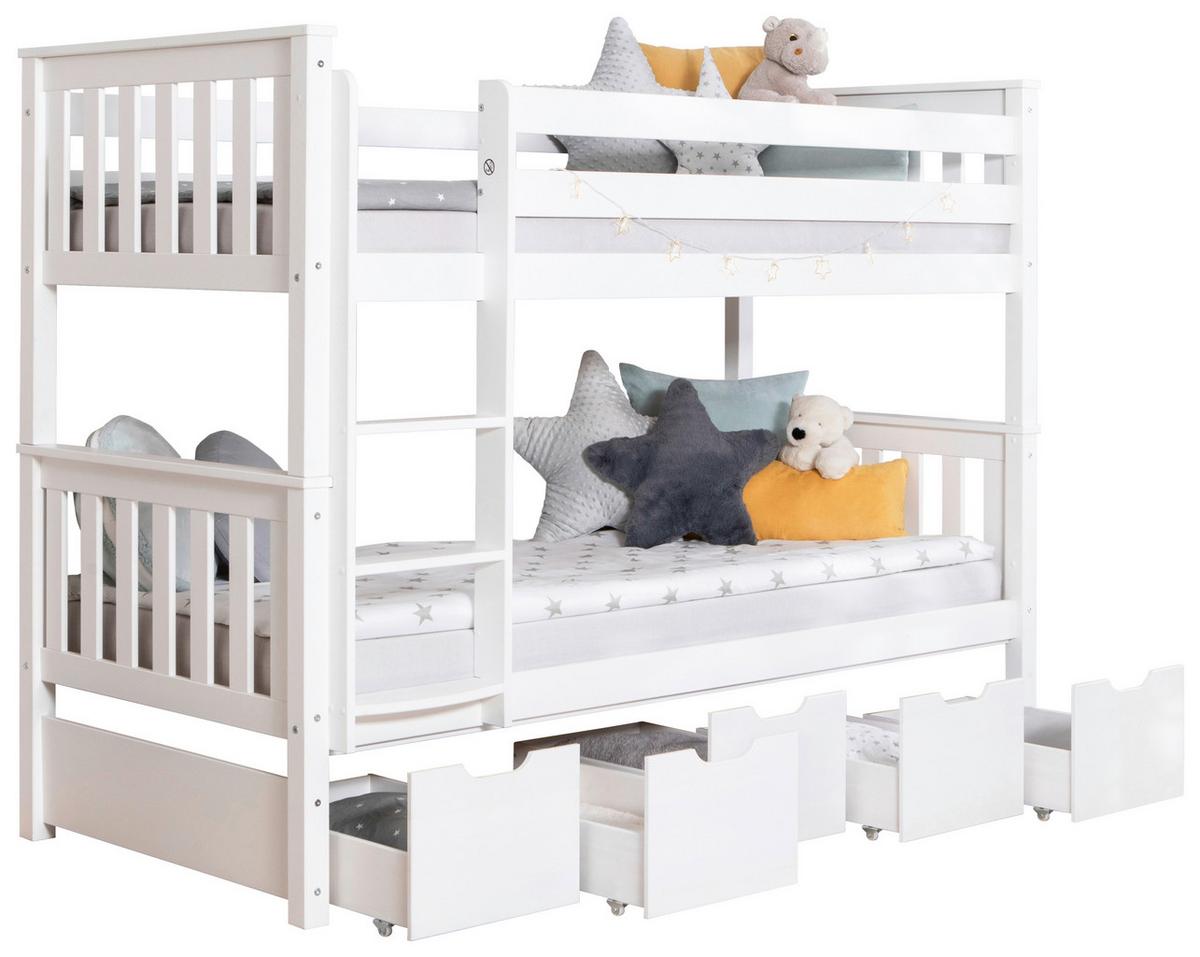 Etagenbett Sammy Weiß ca. 90x200 cm - Weiß, MODERN, Holz (90/200cm) - MID.YOU